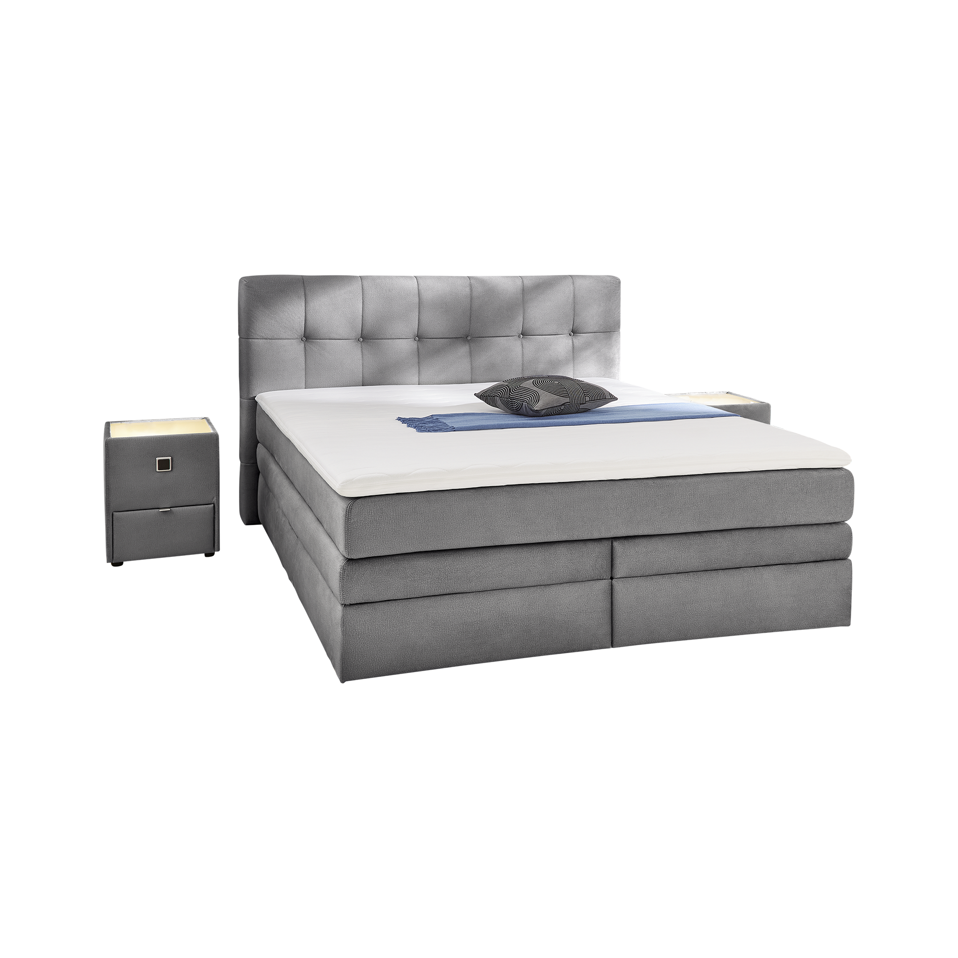Boxspringbett Arny Grau 180x200 cm Matratze 2 H3 - fest, ab ca. 80 kg Matratze 1 H3 - fest, ab ca. 80 kg Boxspringbett Arny Grau 180x200 cm Matratze 2 H3 - fest, ab ca. 80 kg Matratze 1 H3 - fest, ab ca. 80 kg