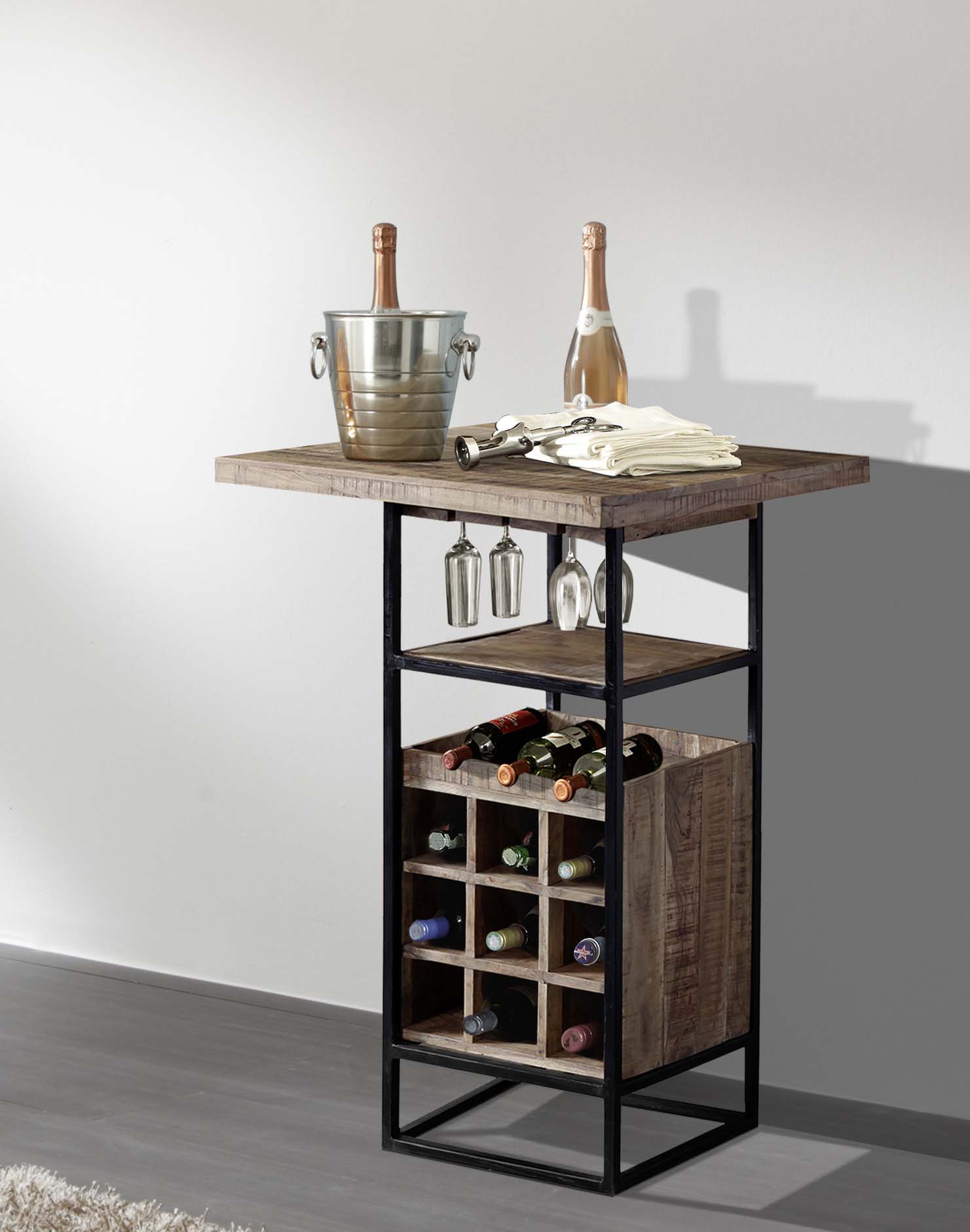 Barschrank Wajan Akazie massiv 90*90*105