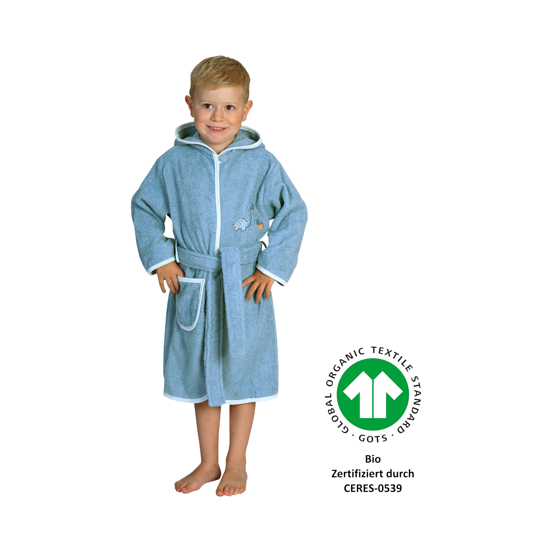 Bademantel Dinofamilie Gr.110/116 blau