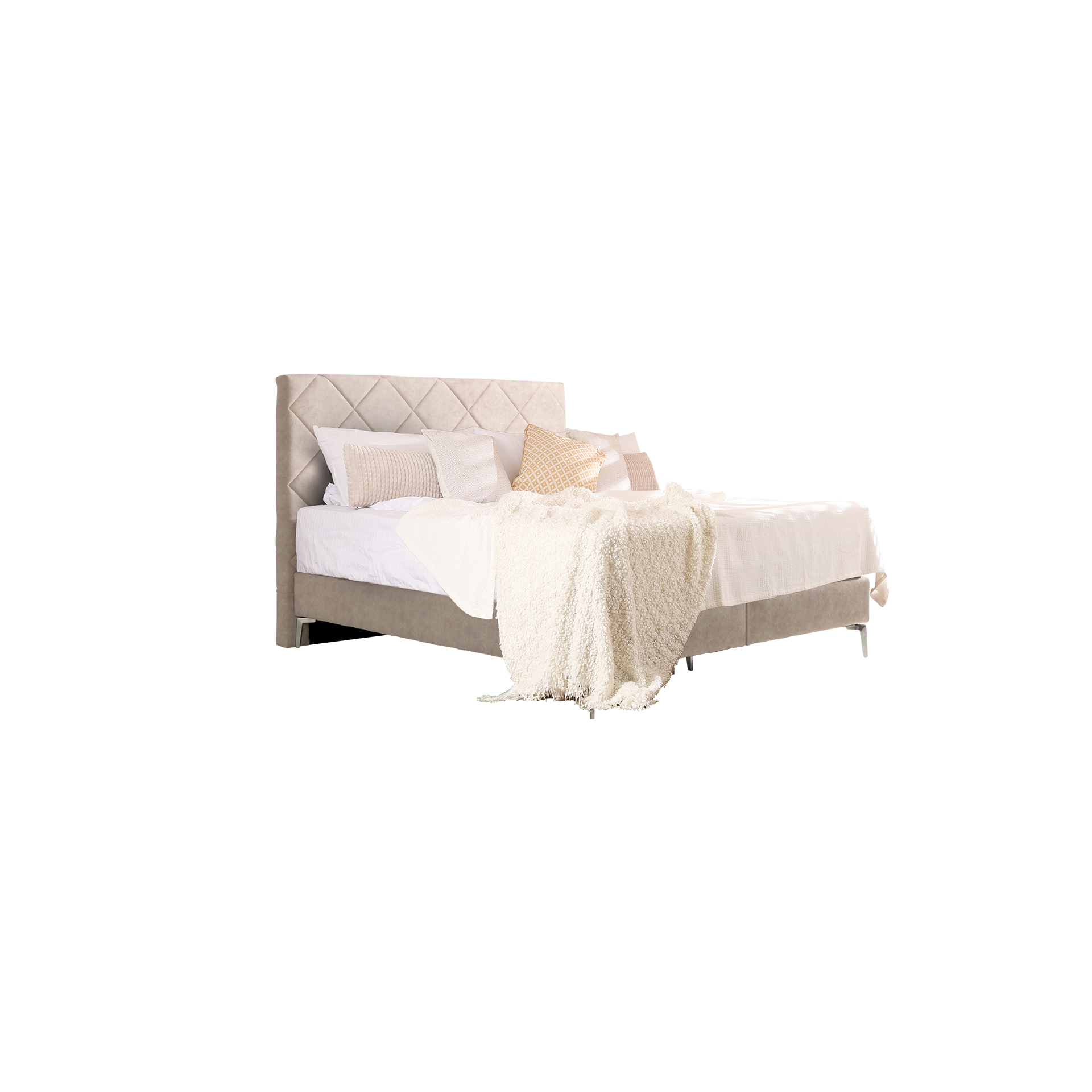 Boxspringbett Leona Beige 180x200 cm H4 - extra fest, ab ca. 110 kg H3 - fest, ab ca. 80 kg