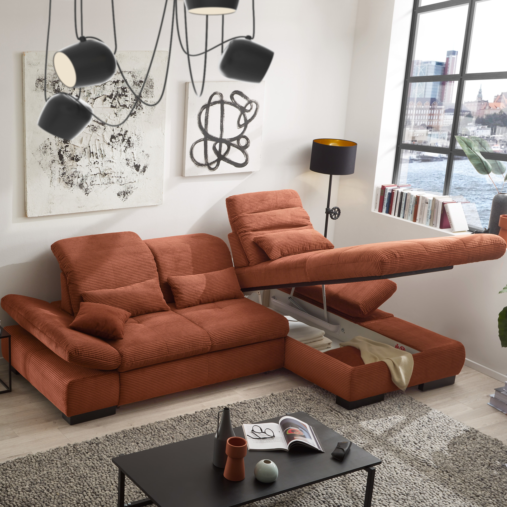 set one by Musterring Ecksofa Cordula Rot Ottomane rechts set one by Musterring Ecksofa Cordula Rot Ottomane rechts