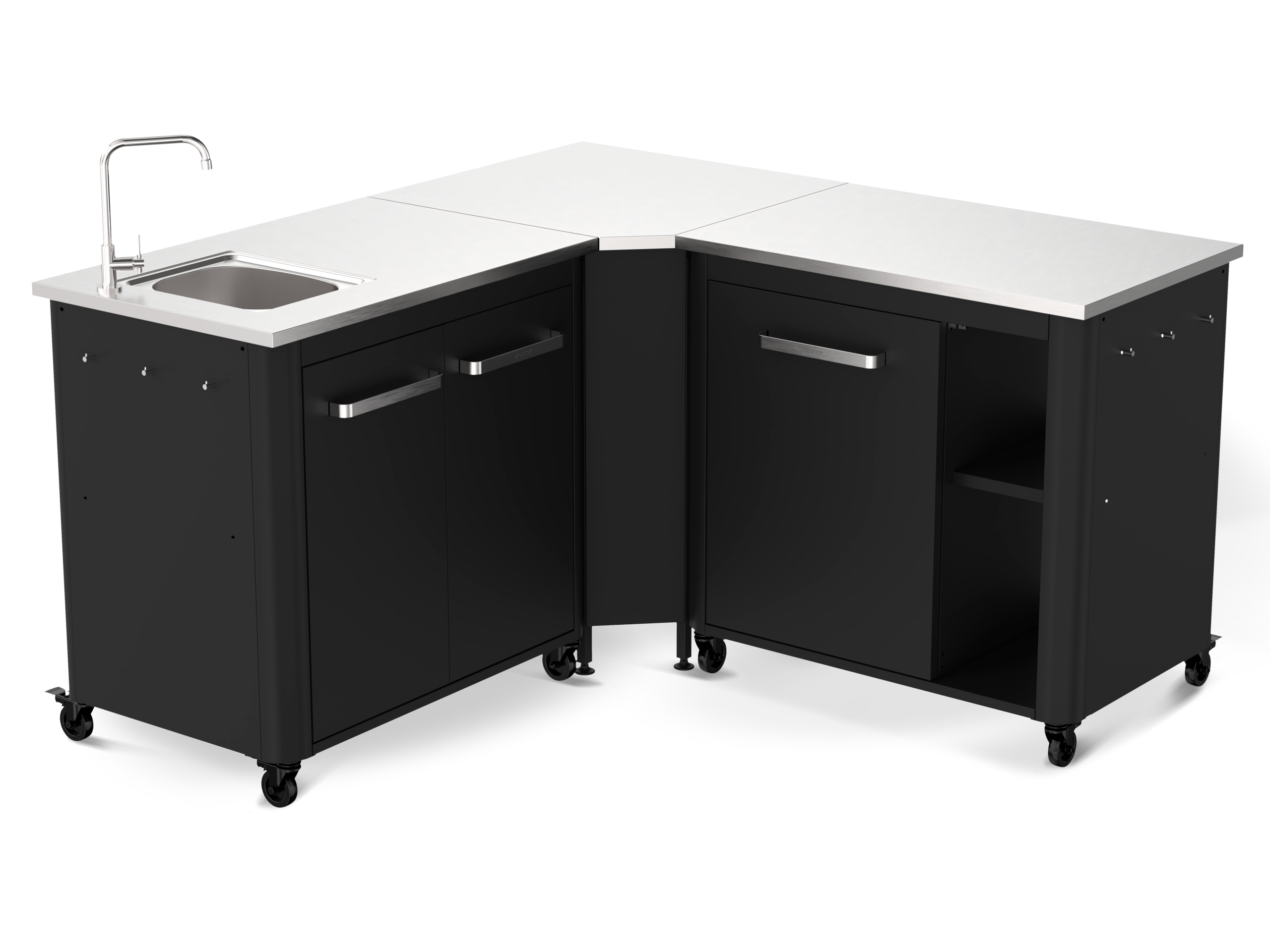 cozze® Gartenschrank Outdoorküche 3-teilig Schwarz 160*160*90