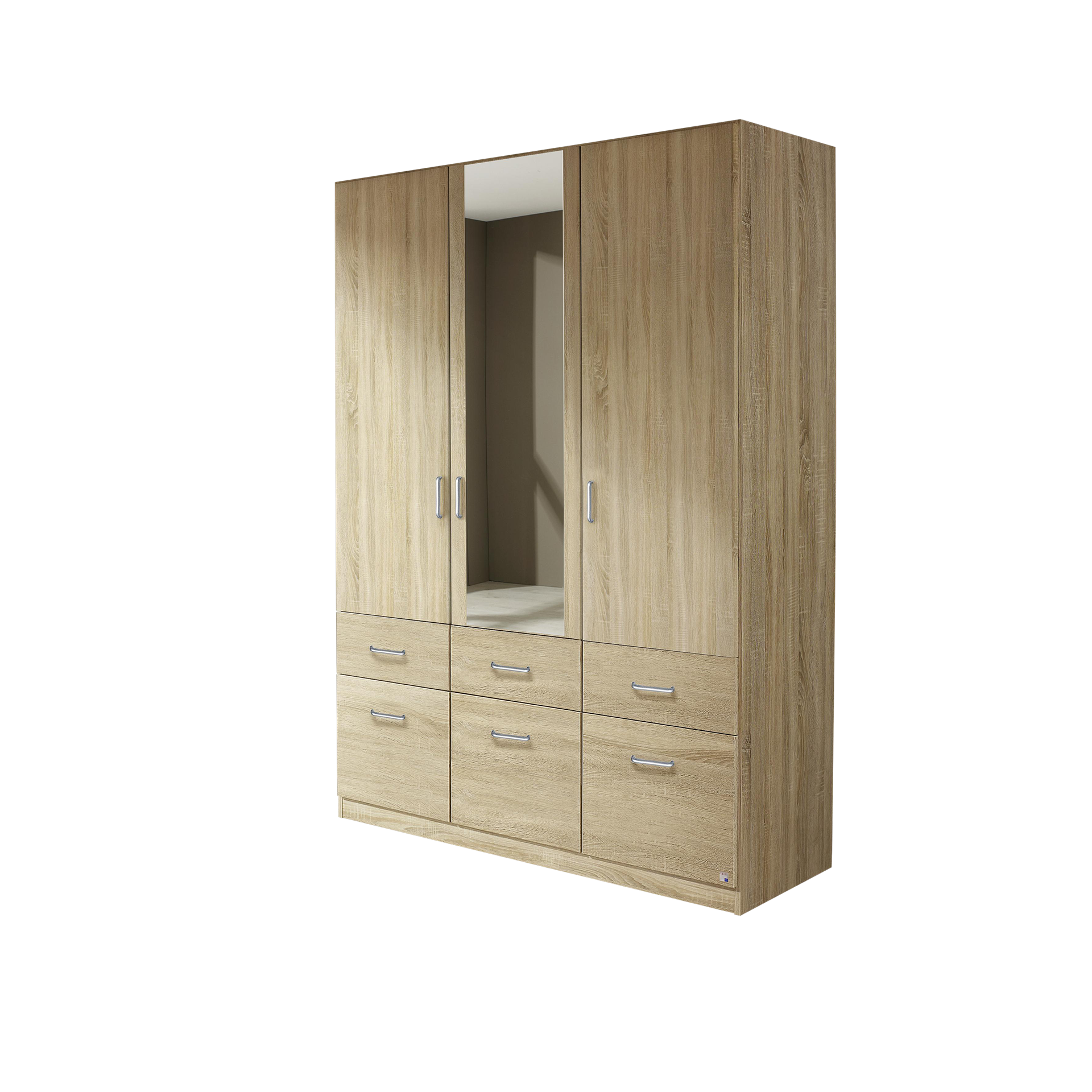 Drehtürenschrank Amy 3-türig Eichefarben 54*136*197 Drehtürenschrank Amy 3-türig Eichefarben 54*136*197