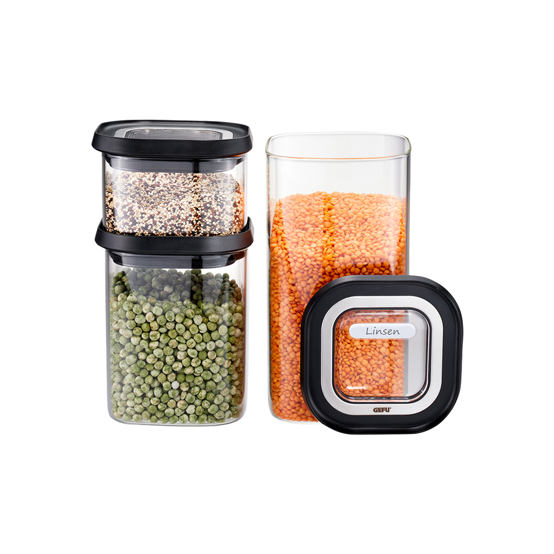 Gefu Vorratsdosen-Set Pantry Schwarz-Silber