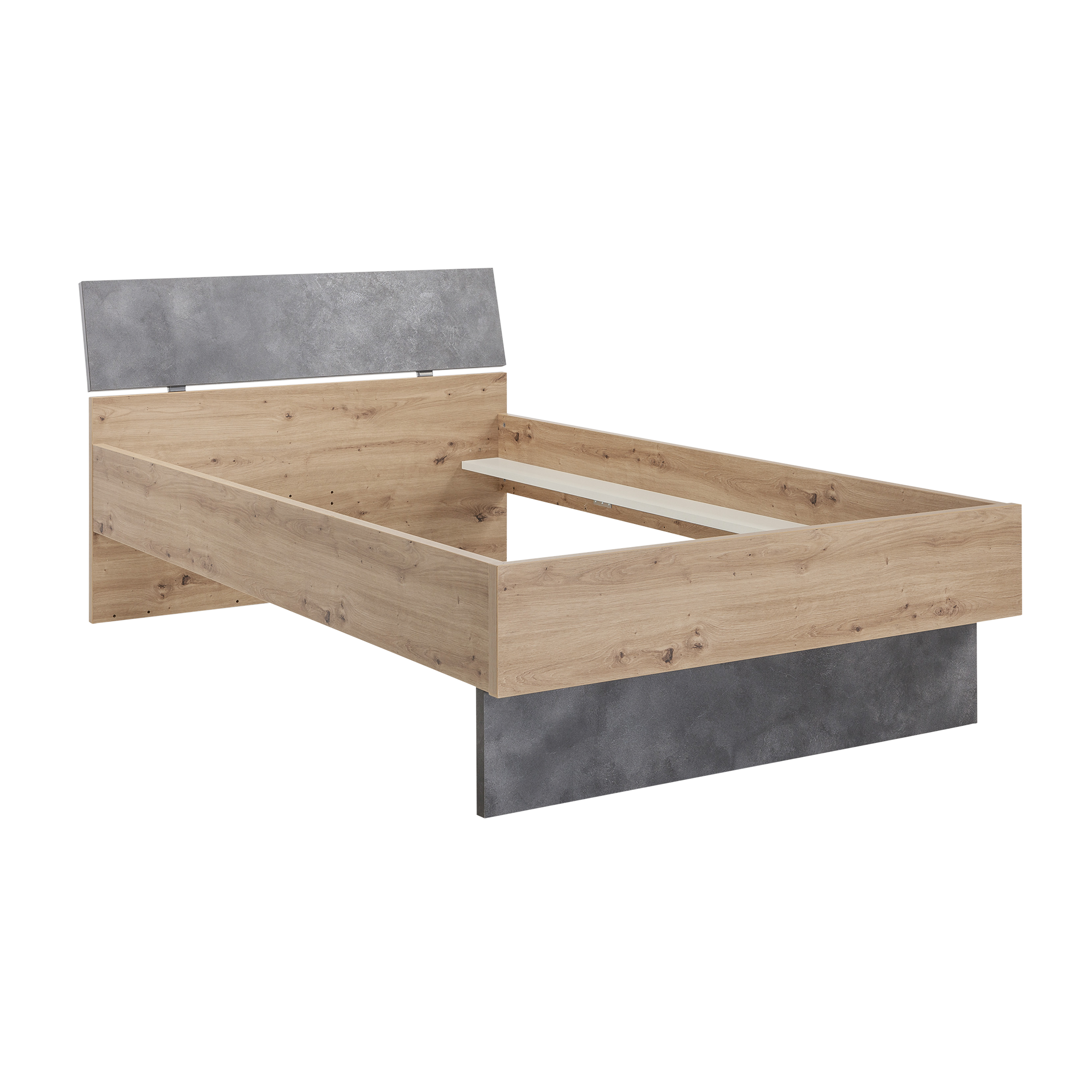 Bett Lunaris Gestell Artisan Eiche Nachbildung Kopfteil Stein Tadeo Nachbildung 120x200 cm
