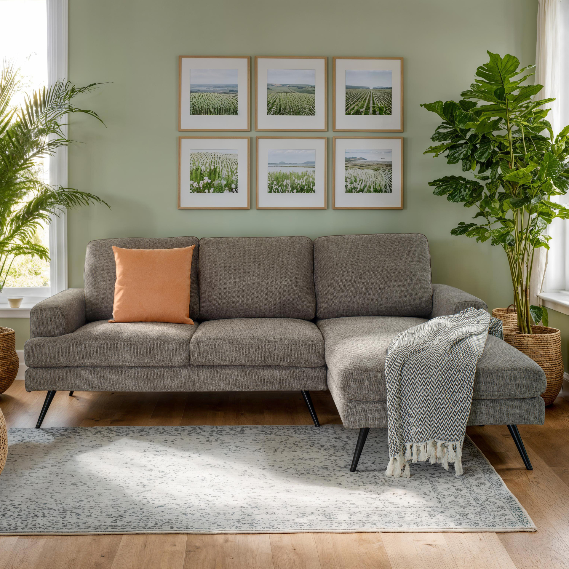 Ecksofa Dana Grau Gestell Ottomane rechts Ecksofa Dana Grau Gestell Ottomane rechts