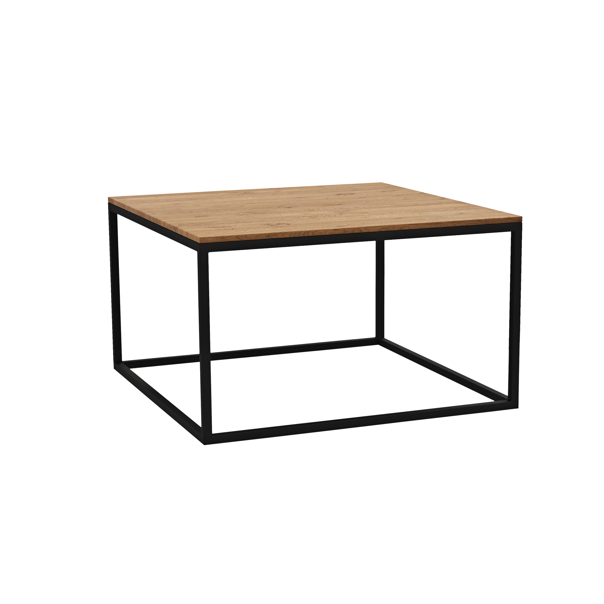 Raumfreunde Couchtisch Marco 2 Wildeiche massiv geölt / Metall Schwarz 65*65*37