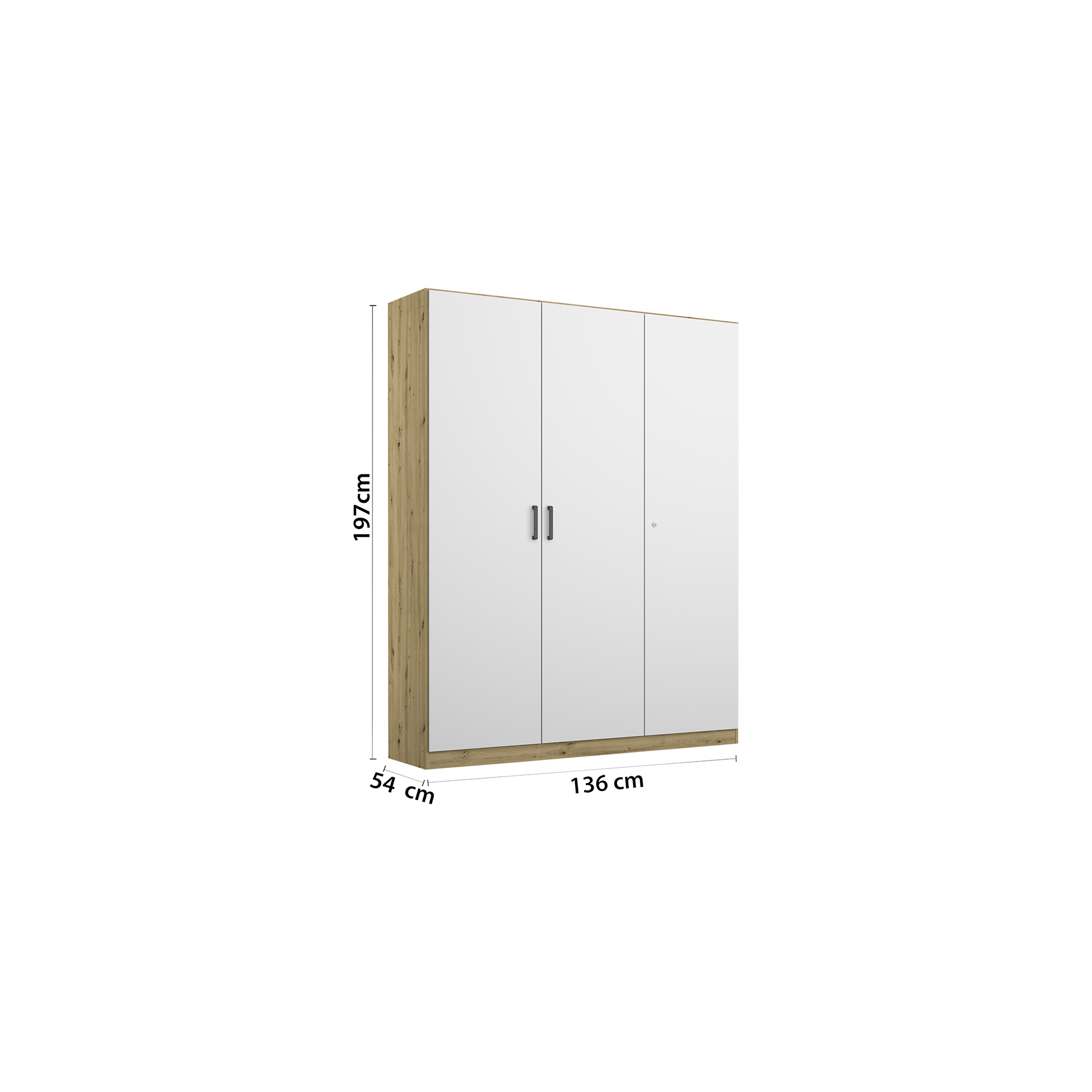 Drehtürenschrank Multiform 3-türig Weiß 41*136*197 Drehtürenschrank Multiform 3-türig Weiß 41*136*197