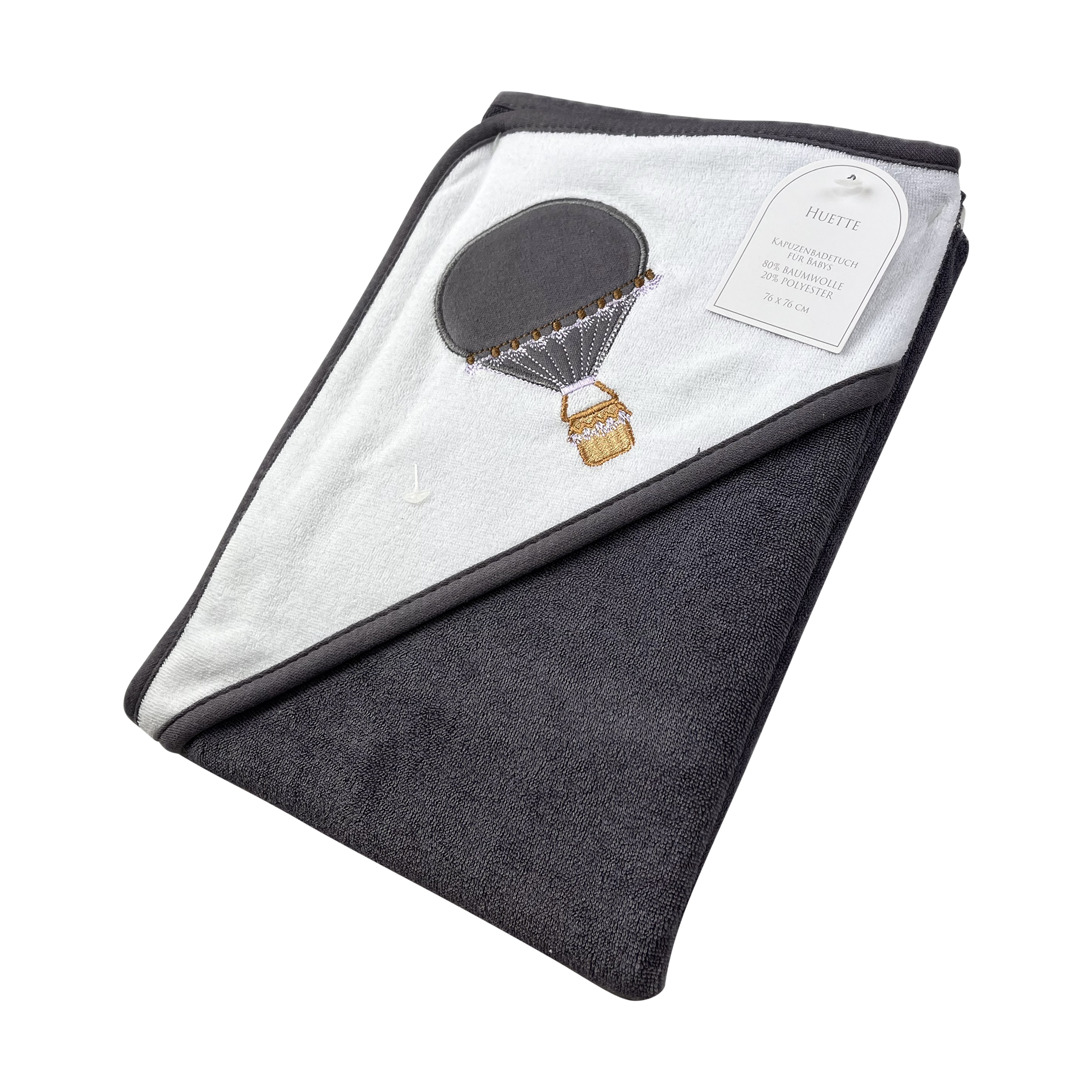 Kapuzenbadetuch Ballon 76x76 cm grau Kapuzenbadetuch Ballon 76x76 cm grau