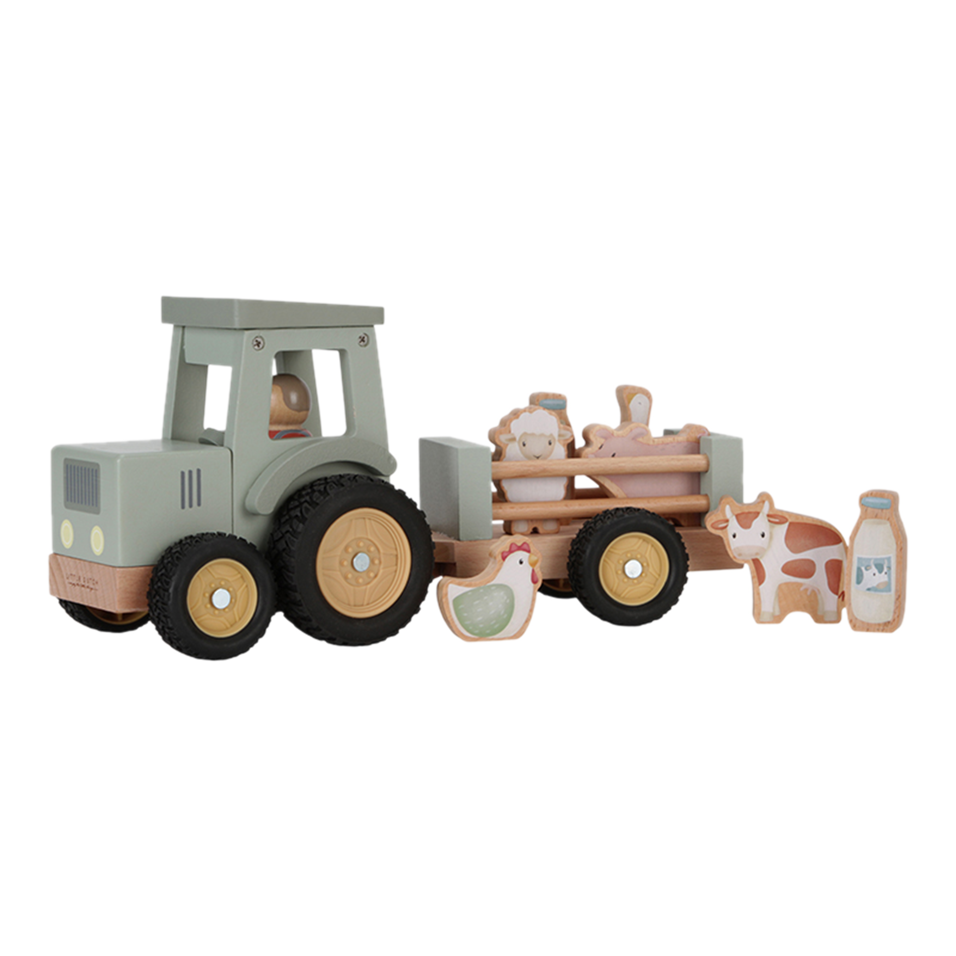 Holzspielzeug Little Dutch Traktor mit Anhänger Little Farm Holzspielzeug Little Dutch Traktor mit Anhänger Little Farm