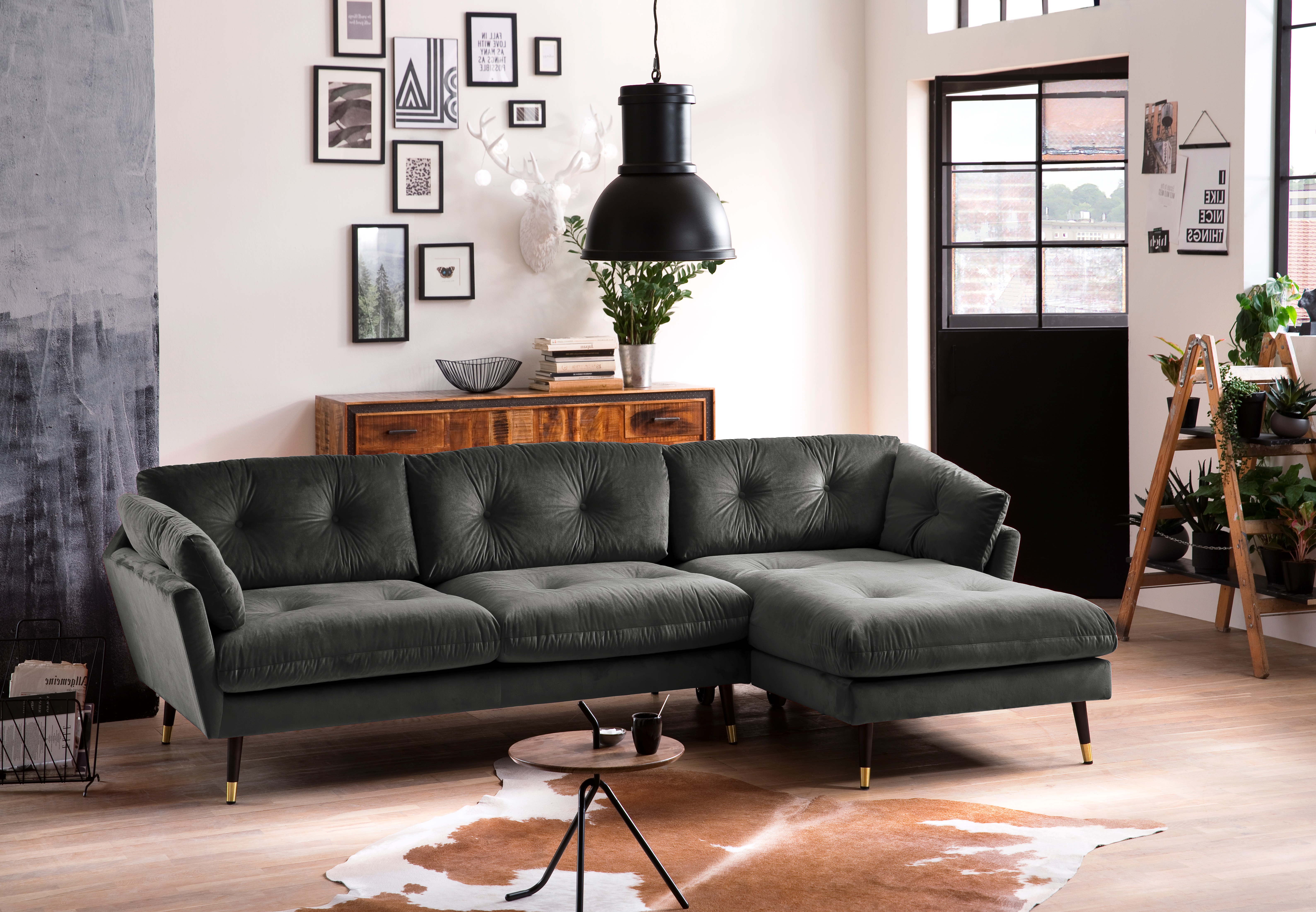 Ecksofa Jamaica Grau Ottomane rechts Ecksofa Jamaica Grau Ottomane rechts