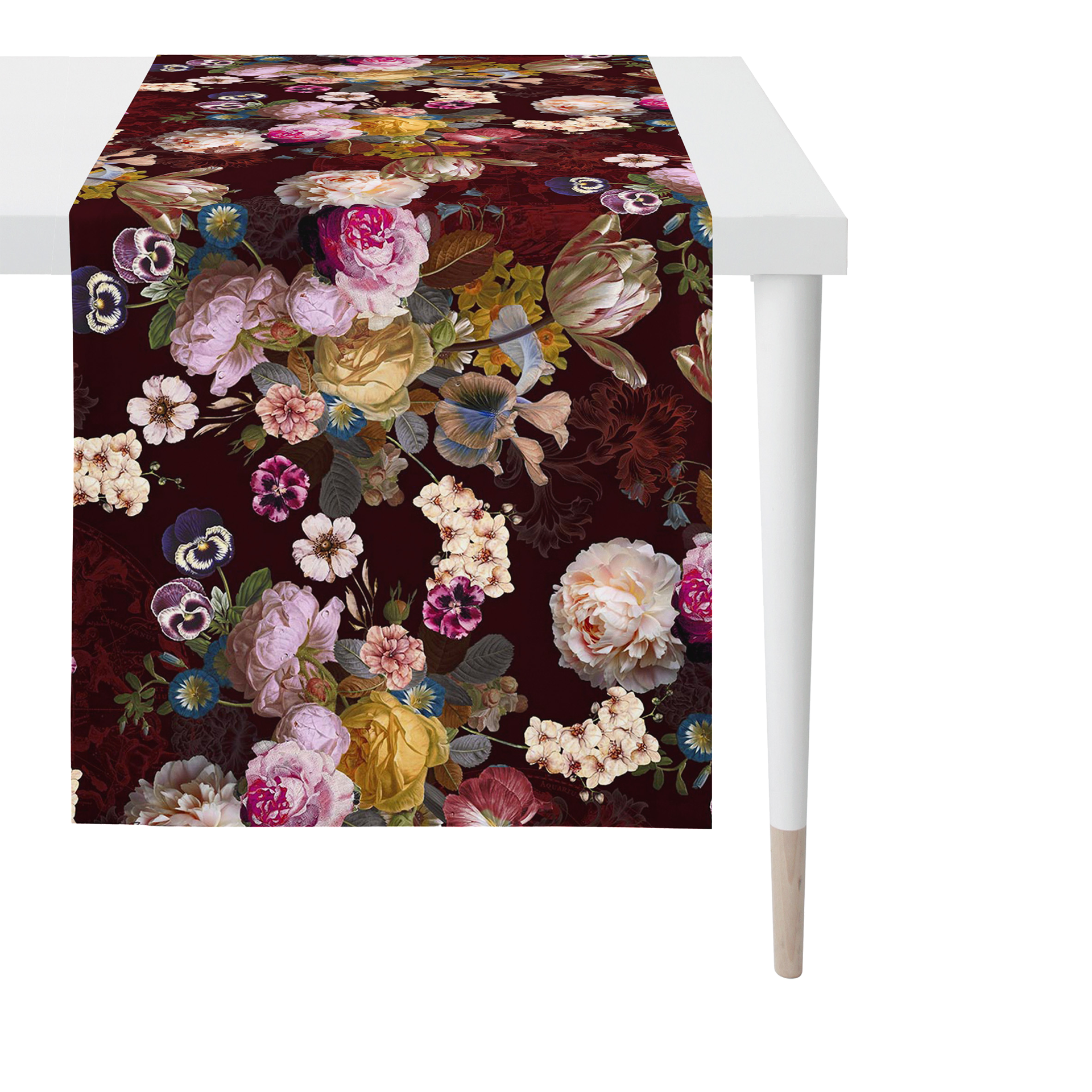 Tischläufer Blumen mauve / lila 48x140 Tischläufer Blumen mauve / lila 48x140