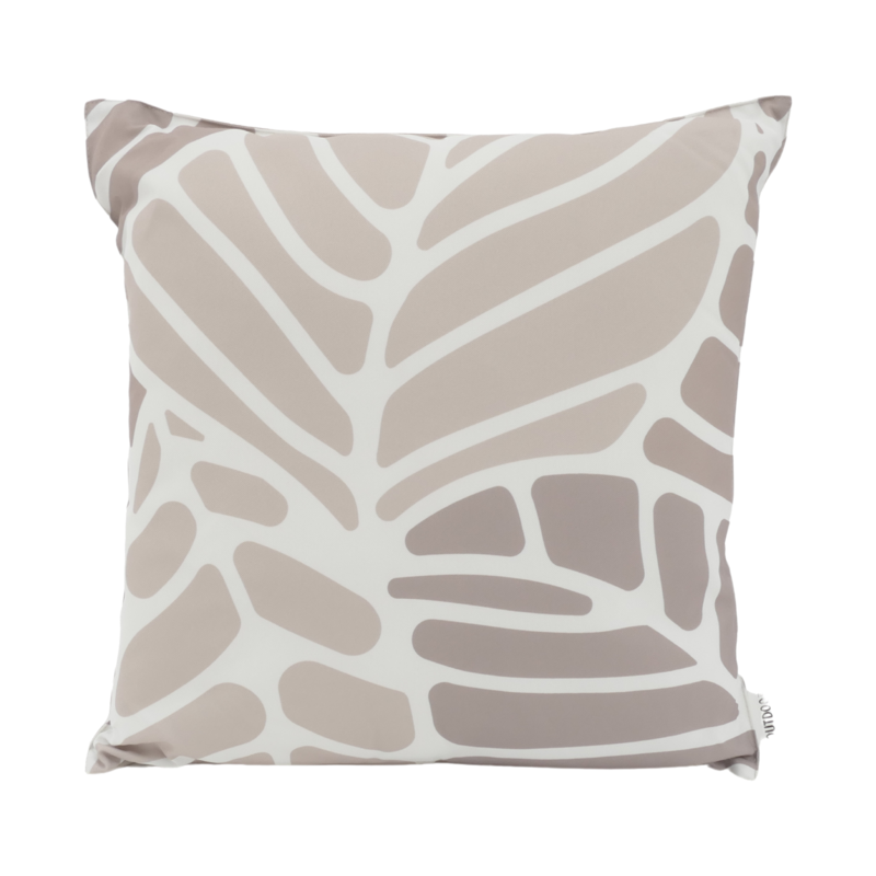 Outdoor-Kissen Blattoptik Beige, Weiß, Braun 45x45cm