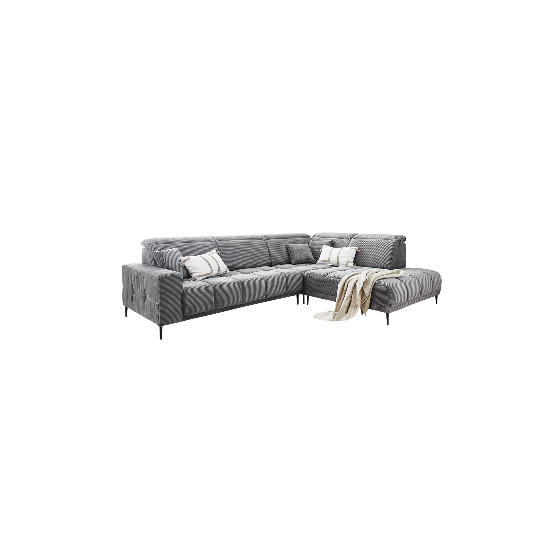 Ecksofa Liana Grau Sitztiefe motorisch verstellbar Ecksofa Liana Grau Sitztiefe motorisch verstellbar