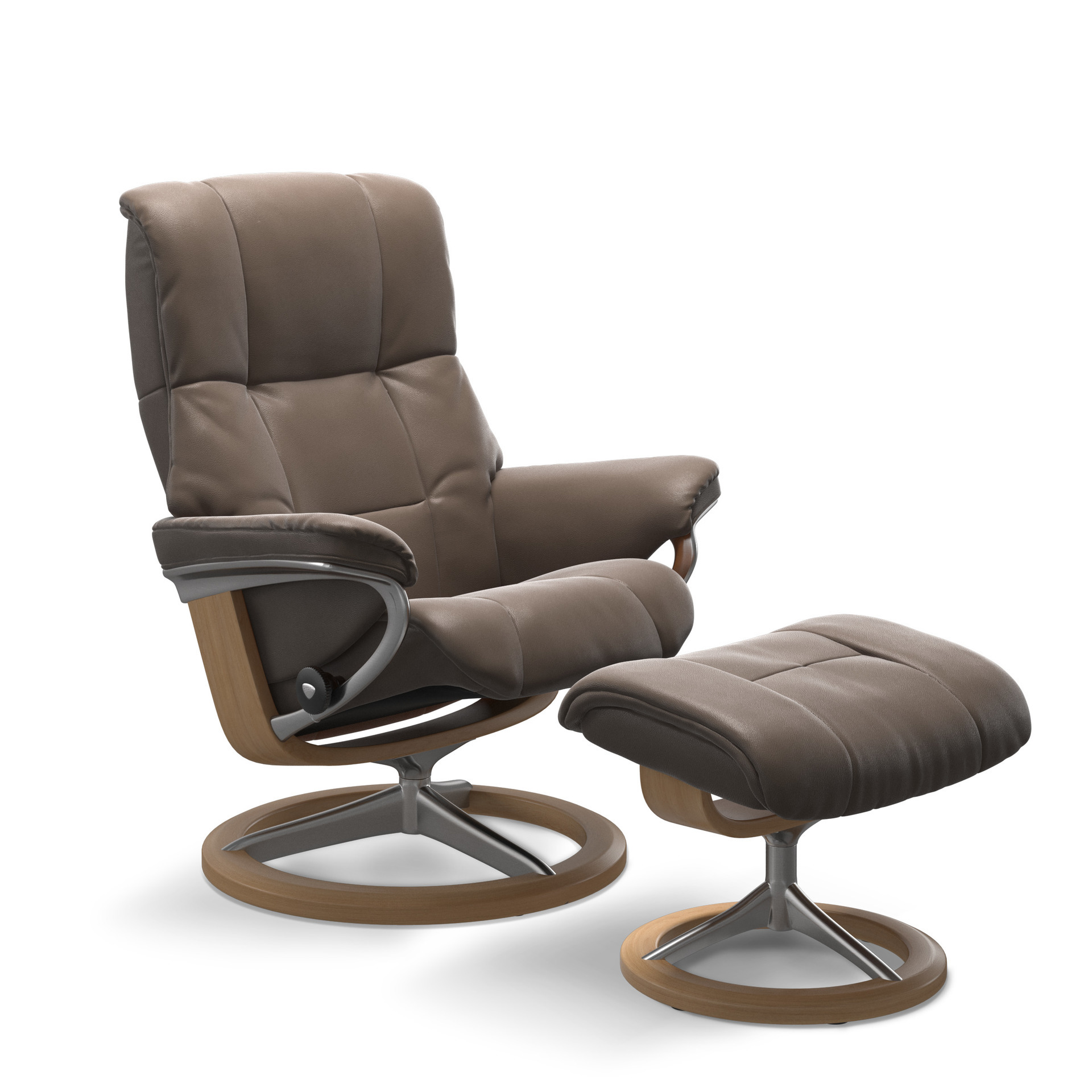 Stressless Relaxsessel mit Hocker Mayfair M Signature M Fuß Eiche 04, Bezug Leder Batick 09 Mole, Gestell Poliertes Aluminium 40 Stressless Relaxsessel mit Hocker Mayfair M Signature M Fuß Eiche 04, Bezug Leder Batick 09 Mole, Gestell Poliertes Aluminium 40