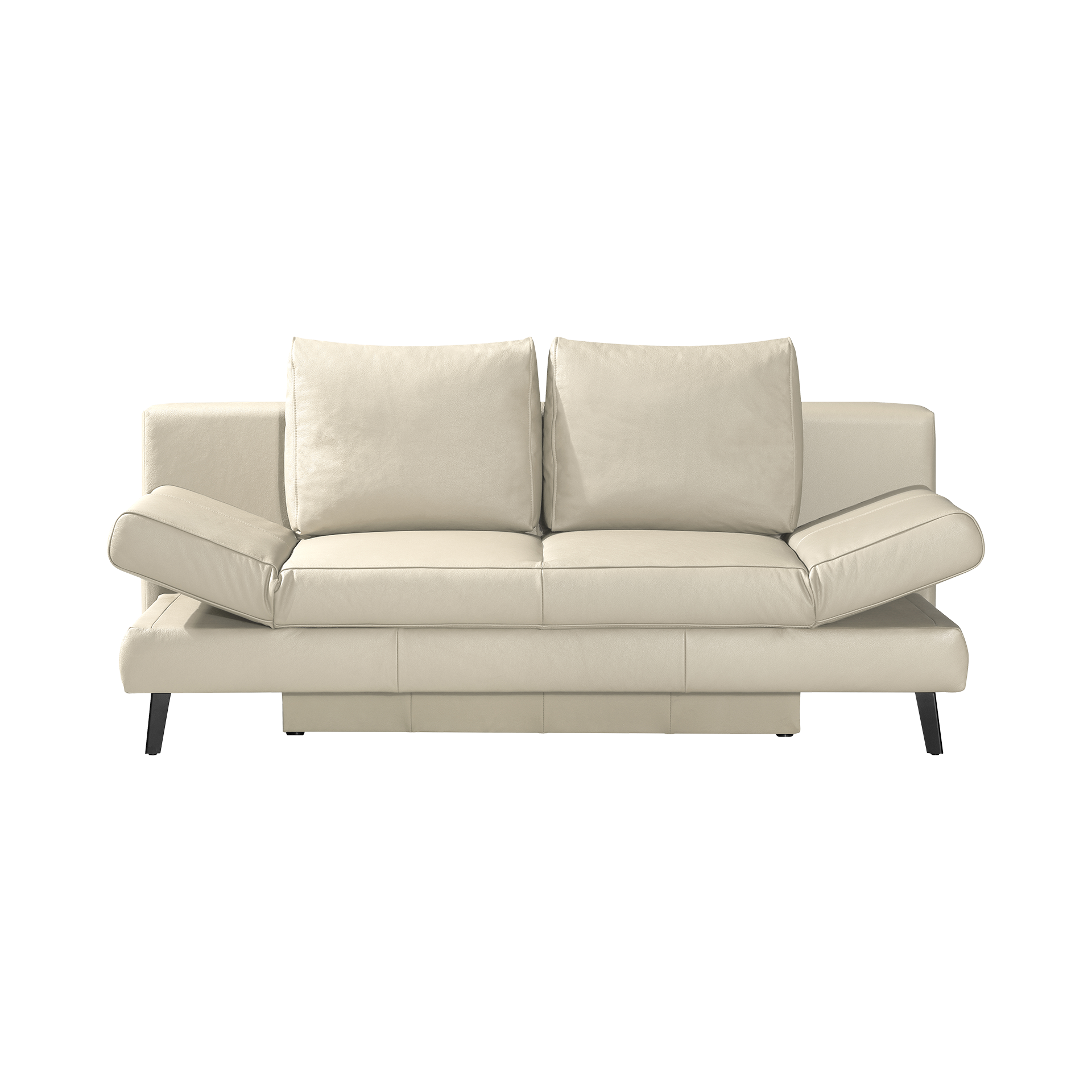 Inovationi Schlafsofa Leandro Bezug Leder Beige mit Bettkasten und verstellbaren Armlehnen