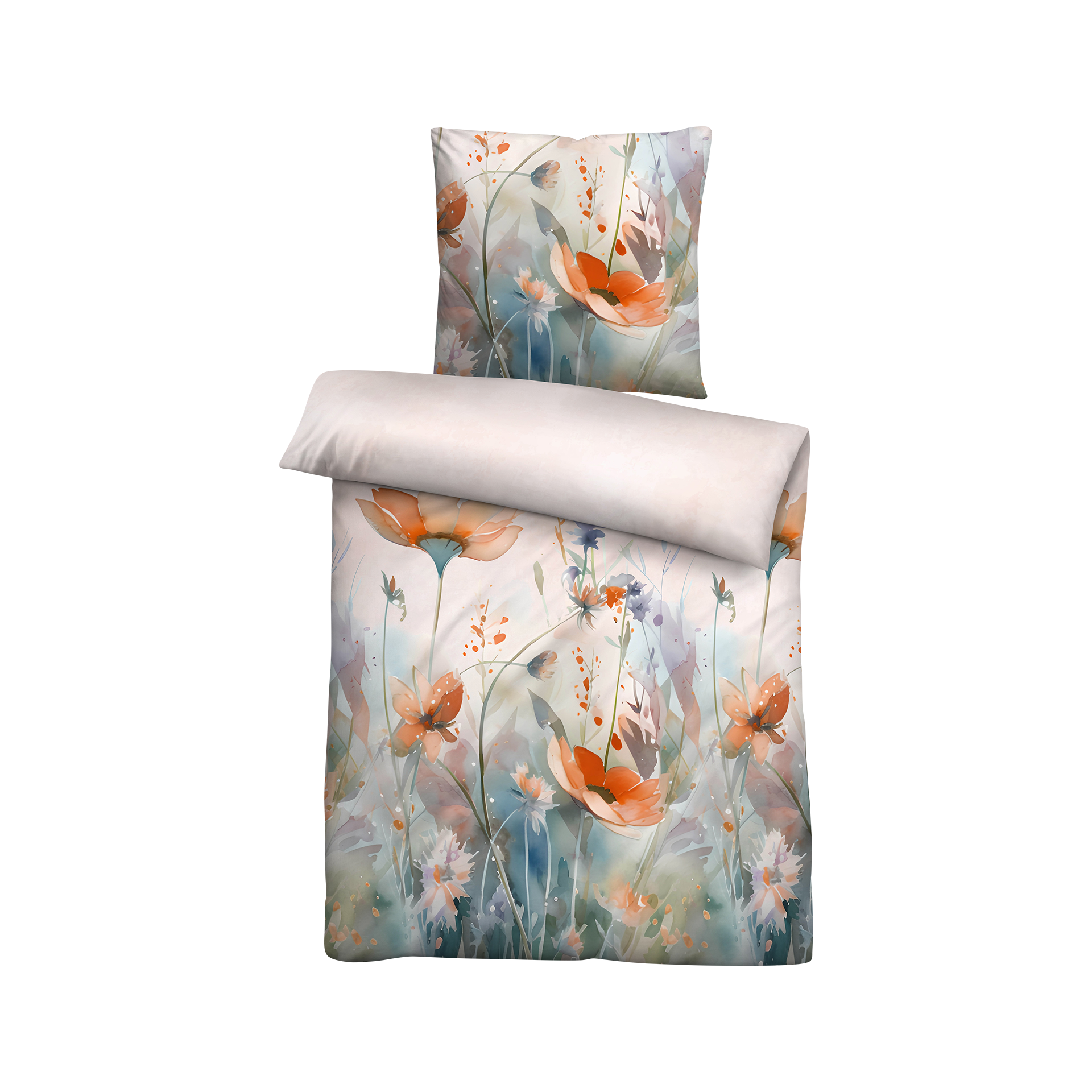 Satin Bettwäsche Wildblumen Gold 135x200cm