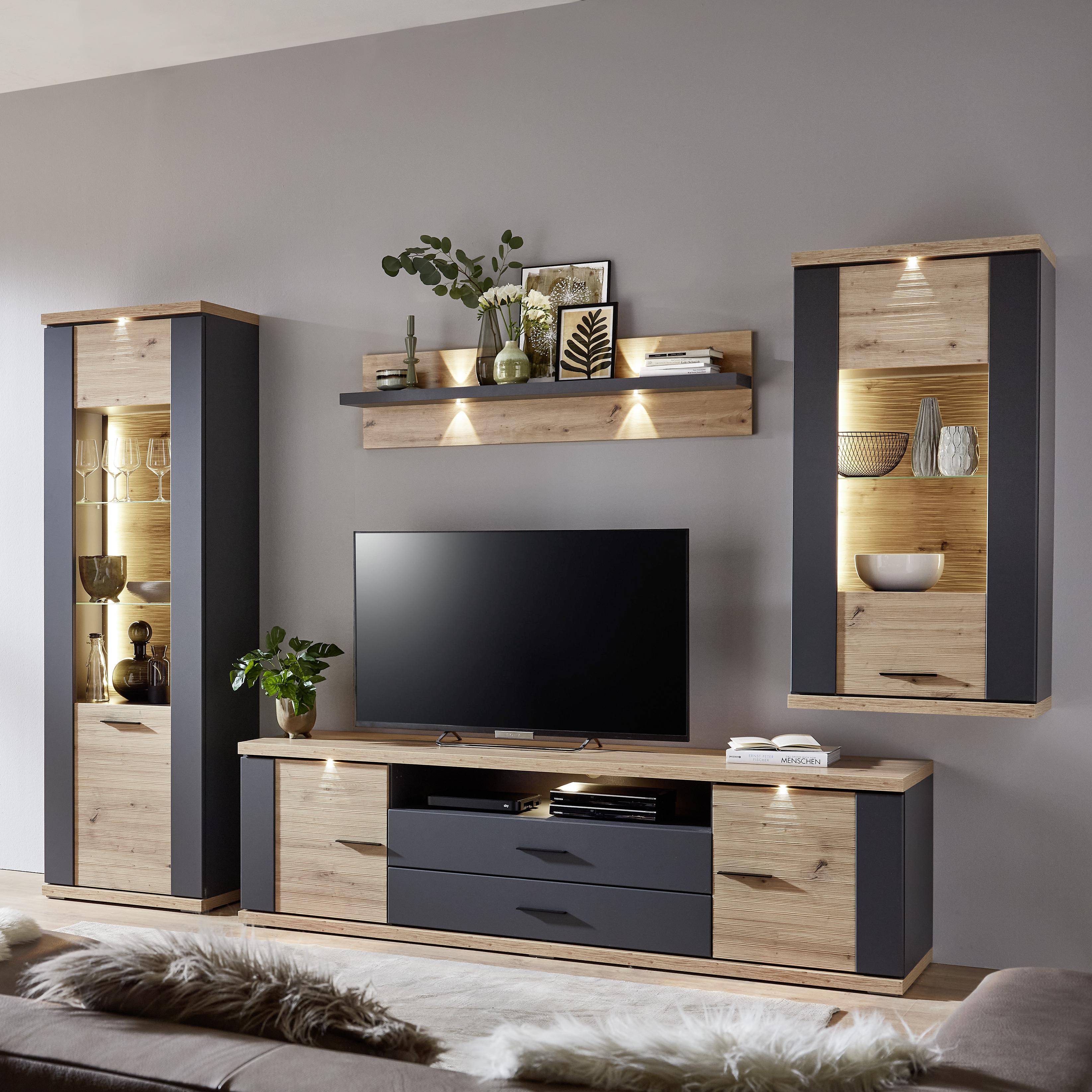 Inovationi Wohnwand Manila II 5-teilig Anthrazit 51.6*315*206.6 Inovationi Wohnwand Manila II 5-teilig Anthrazit 51.6*315*206.6