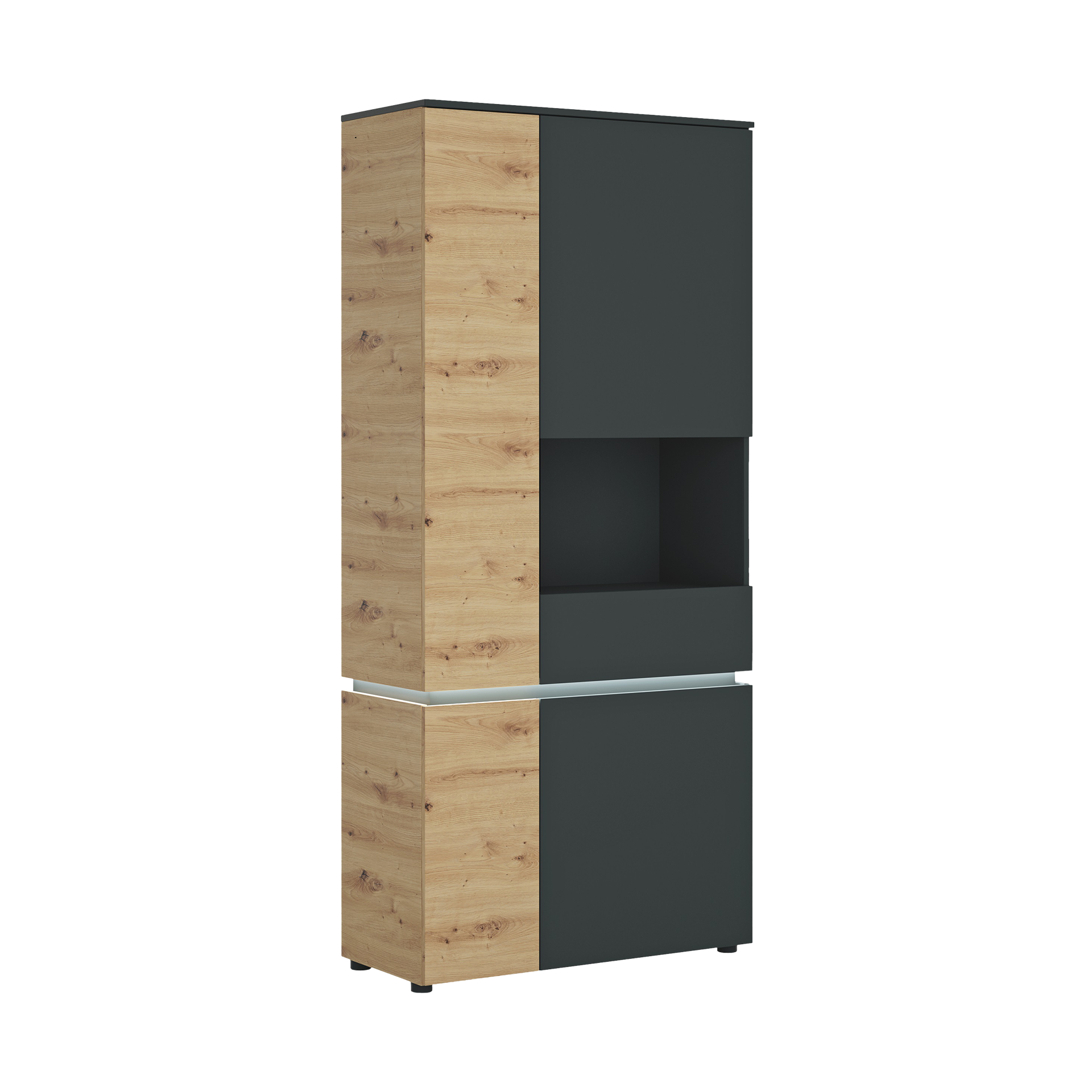 Novofurn Vitrine Lucienne Eichefarben 40*90.4*199