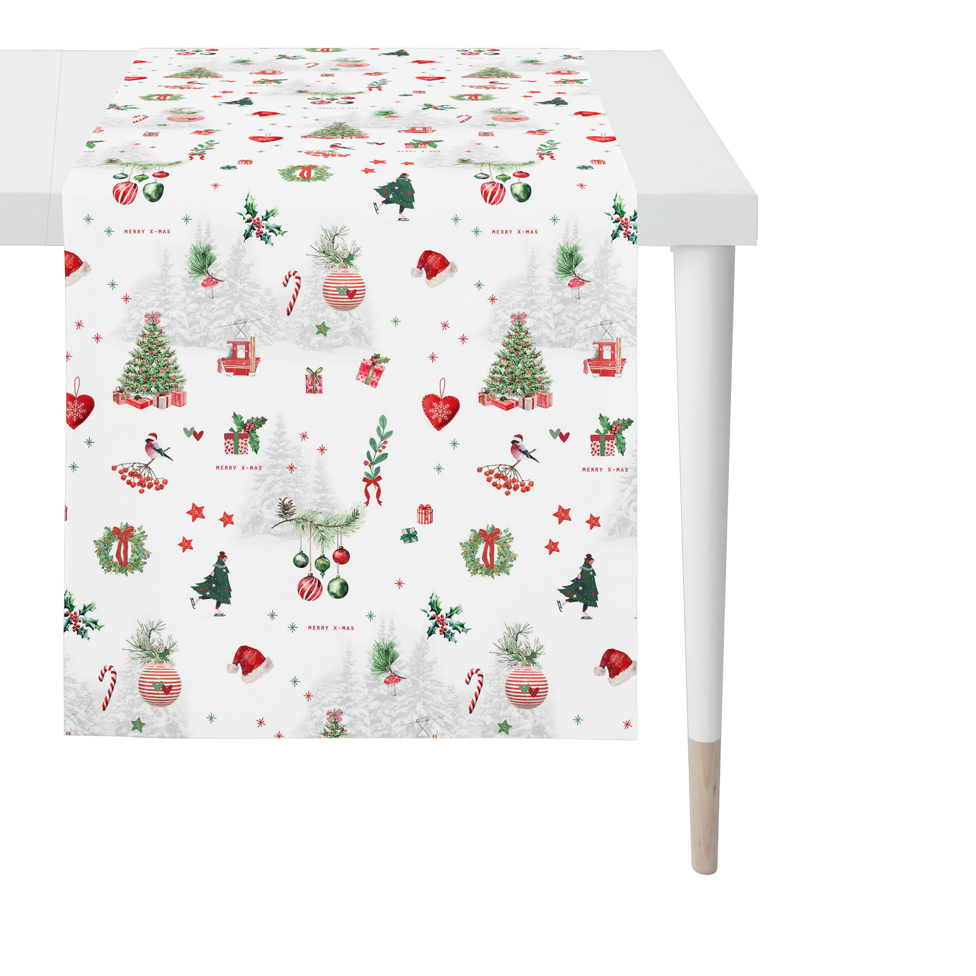 Tischläufer Christmas all over Rot Tischläufer Christmas all over Rot