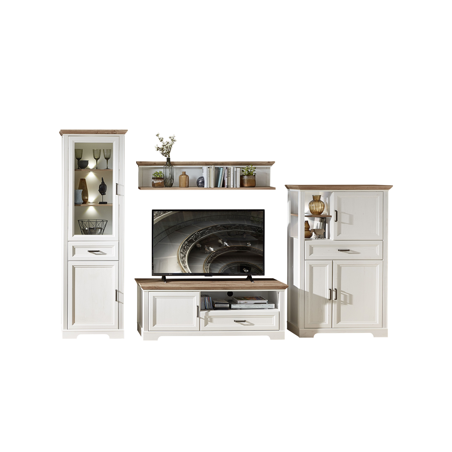 Novofurn Wohnwand Imbria Weiß 51*326*204 Novofurn Wohnwand Imbria Weiß 51*326*204