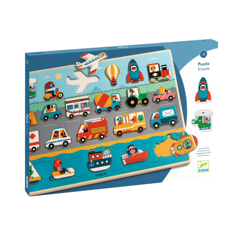 Puzzle aus Holz: Vroom Mehrfarbig