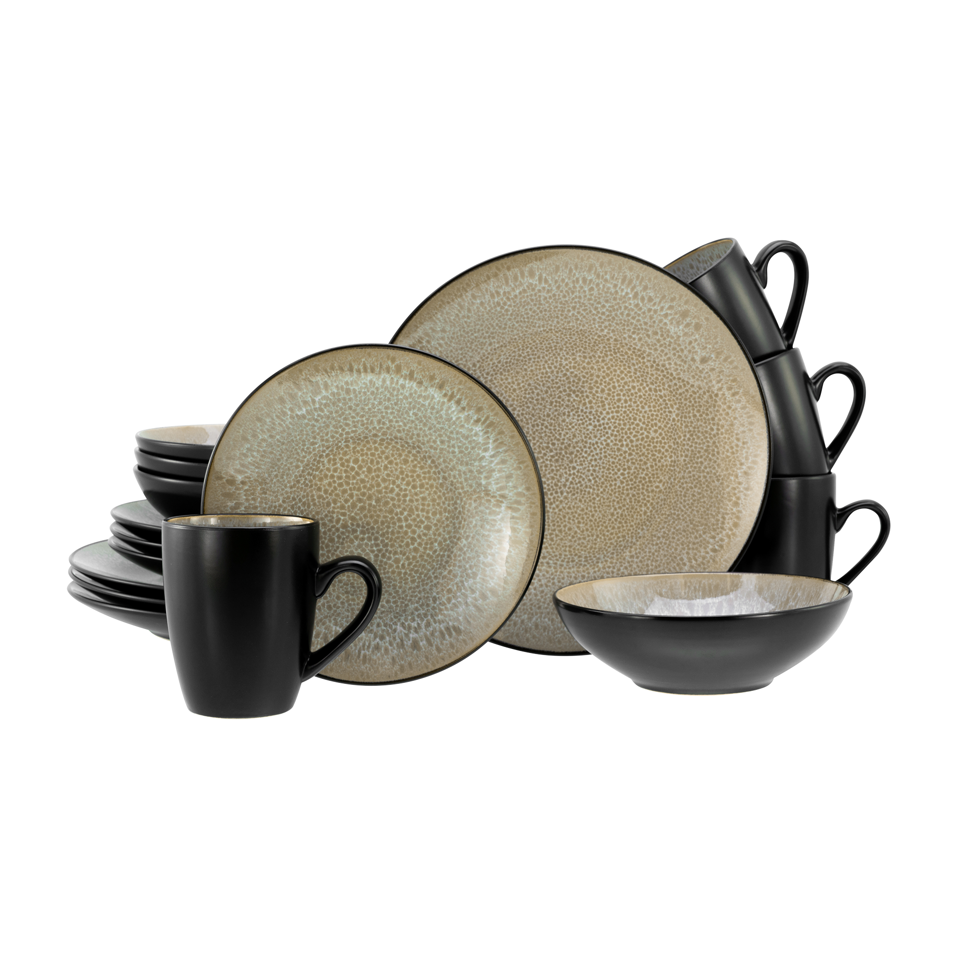 Kombiservice Malmö 16-teilig beige schwarz