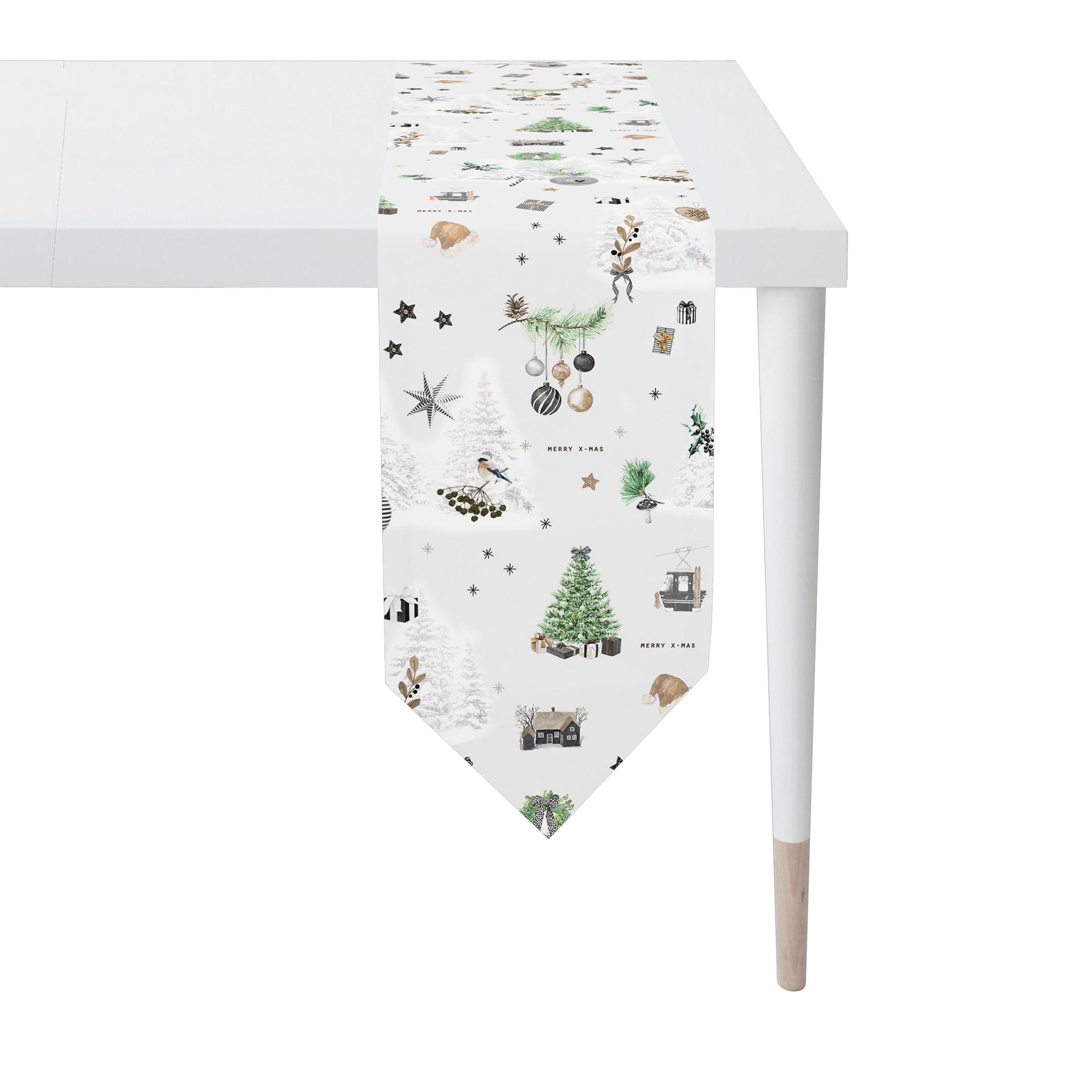Tischband Christmas all over Grau Tischband Christmas all over Grau