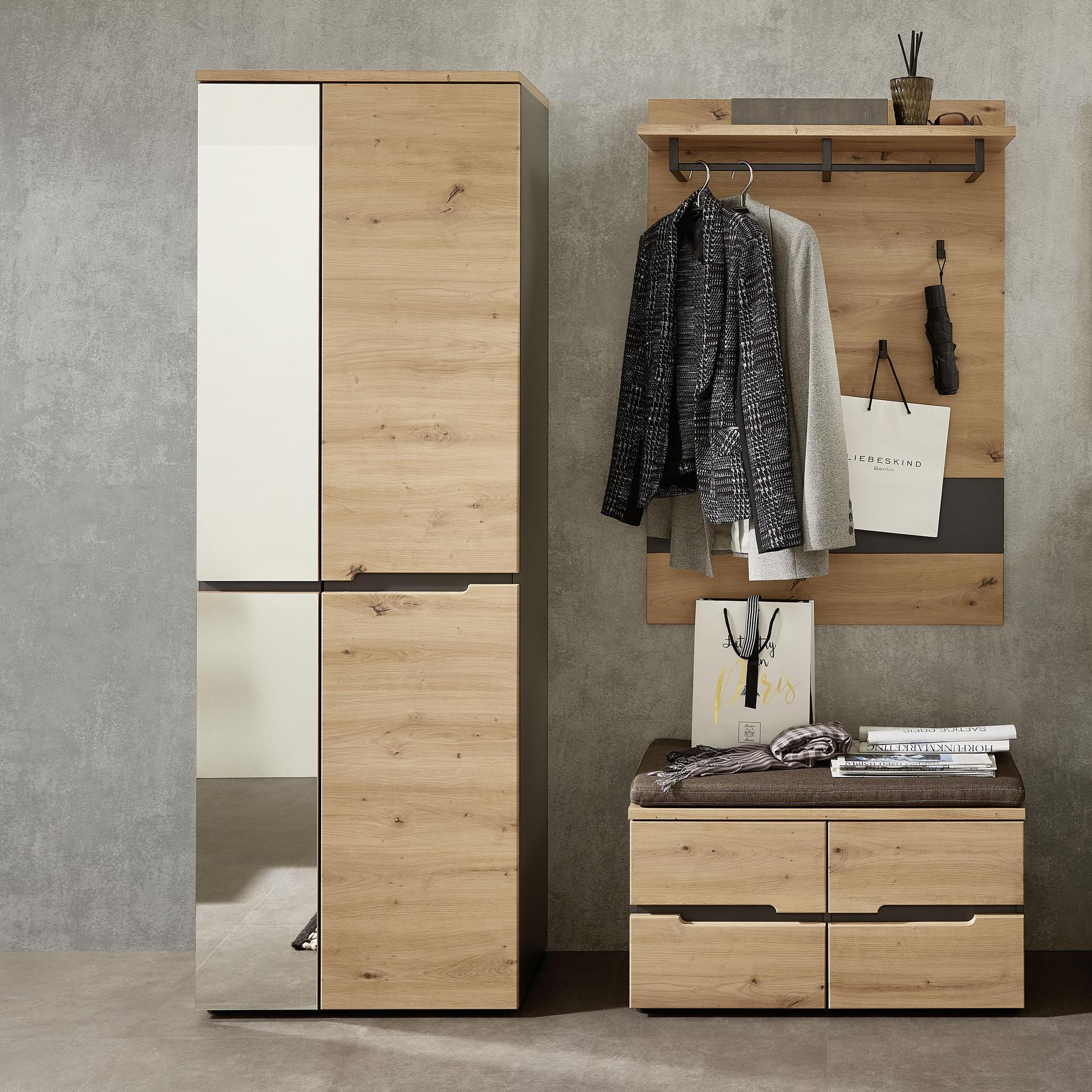 Novofurn Garderoben-Set Ilario 3-teilig Eichefarben Novofurn Garderoben-Set Ilario 3-teilig Eichefarben