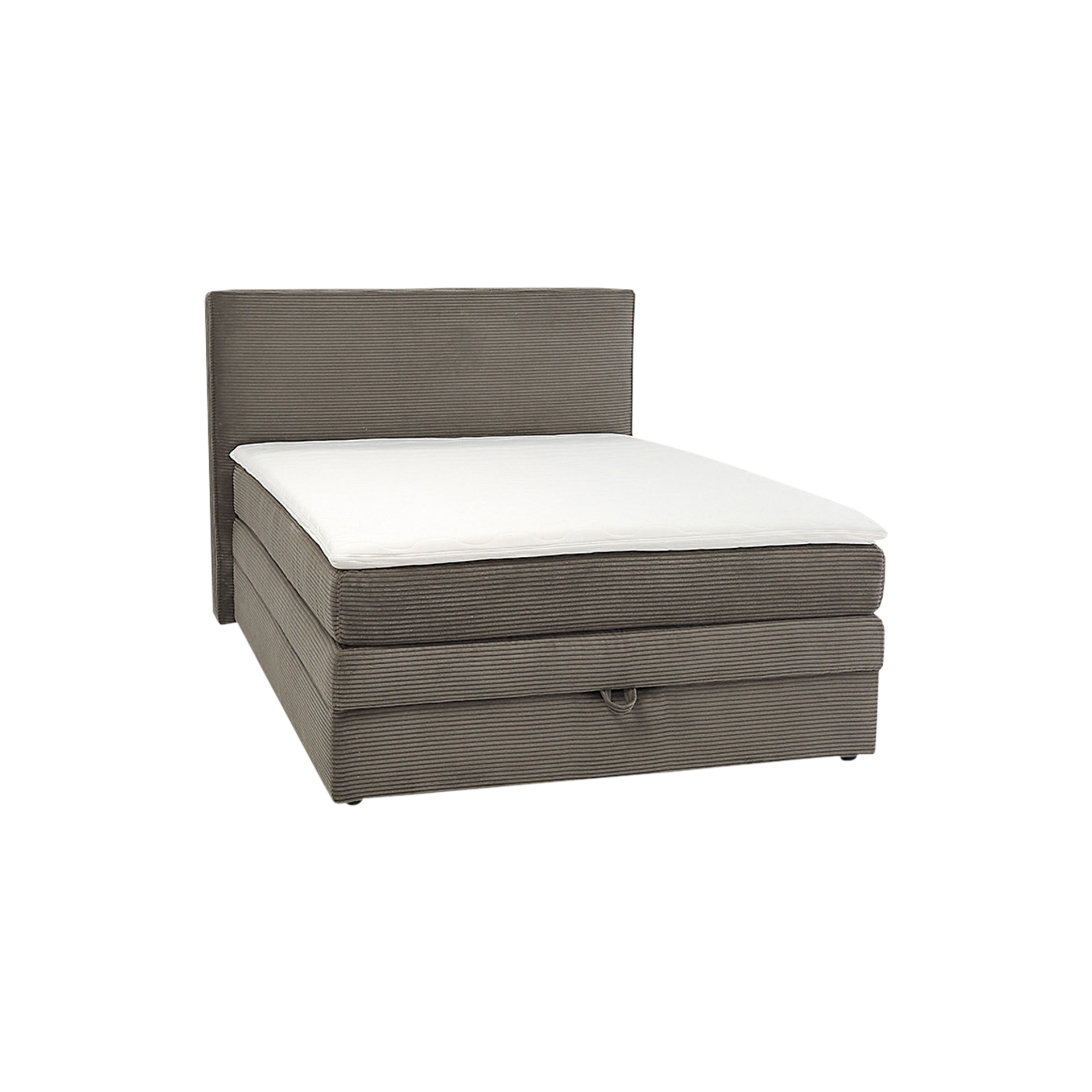 Boxspringbett Janina Bezug Hellbraun 140x200 cm Bettkasten, Topper Bezug abnehmbar