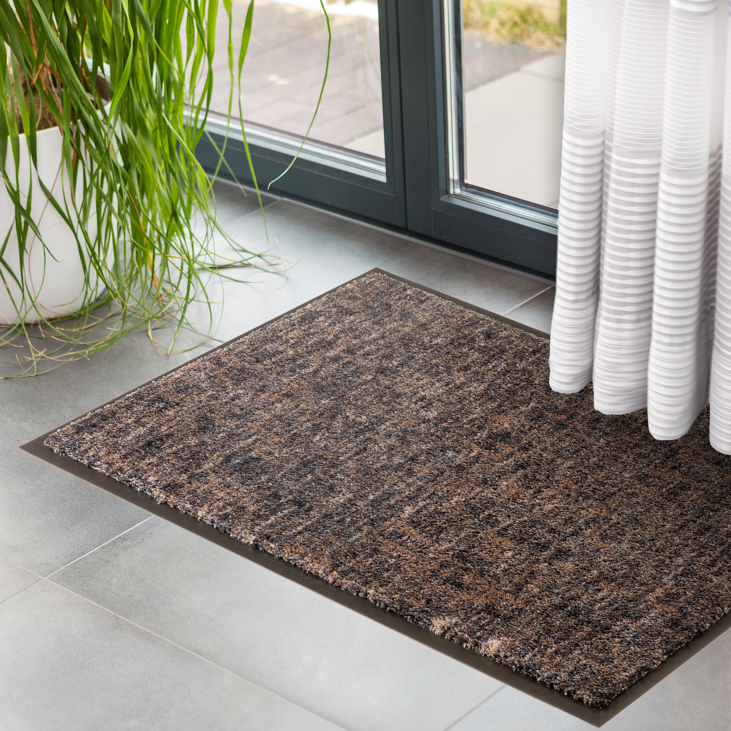 SCHÖNER WOHNEN-Kollektion Fußmatte Miami 50x70 Gitter Anthrazit-Taupe SCHÖNER WOHNEN-Kollektion Fußmatte Miami 50x70 Gitter Anthrazit-Taupe