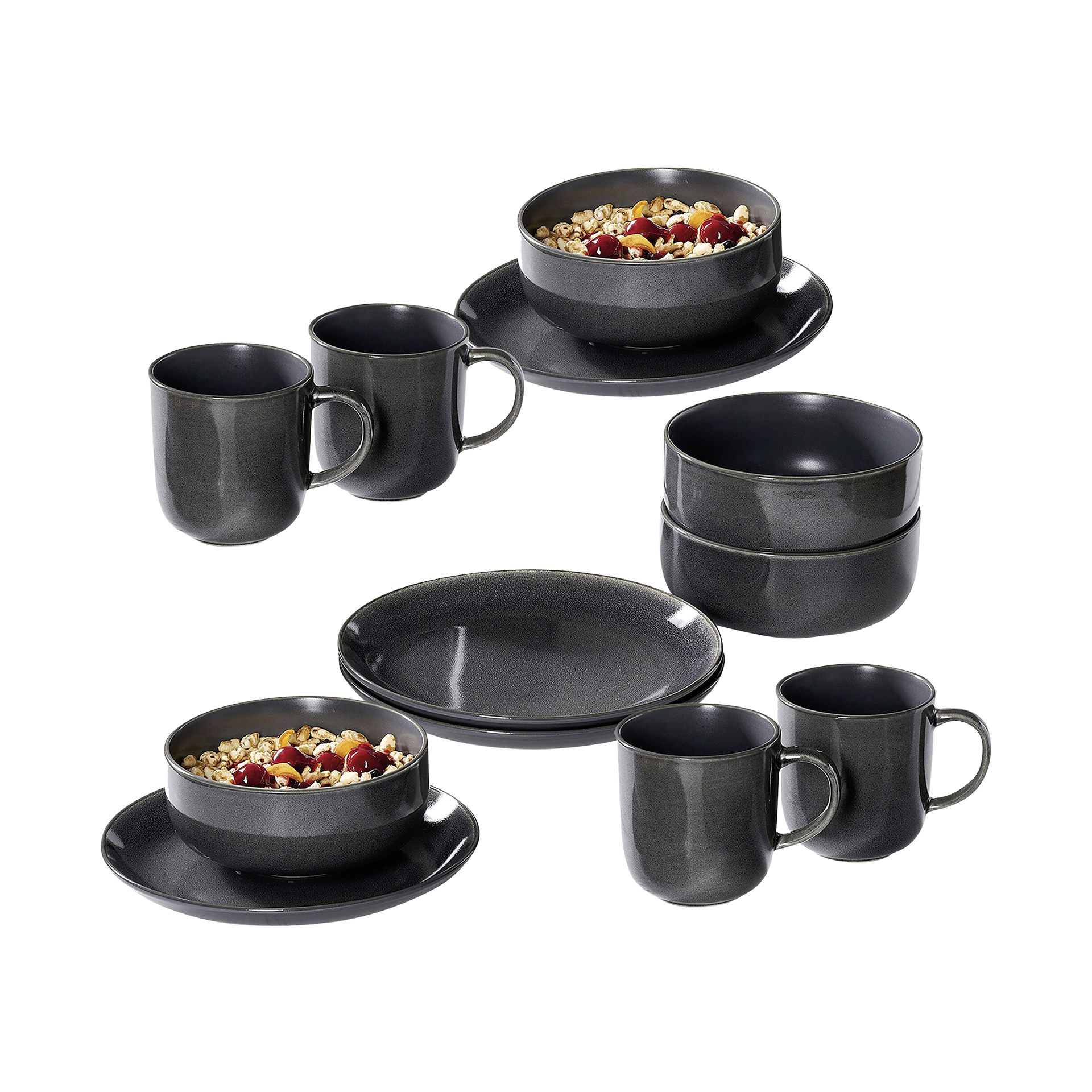 Kaffeeservice Toledo 12-teilig Anthrazit