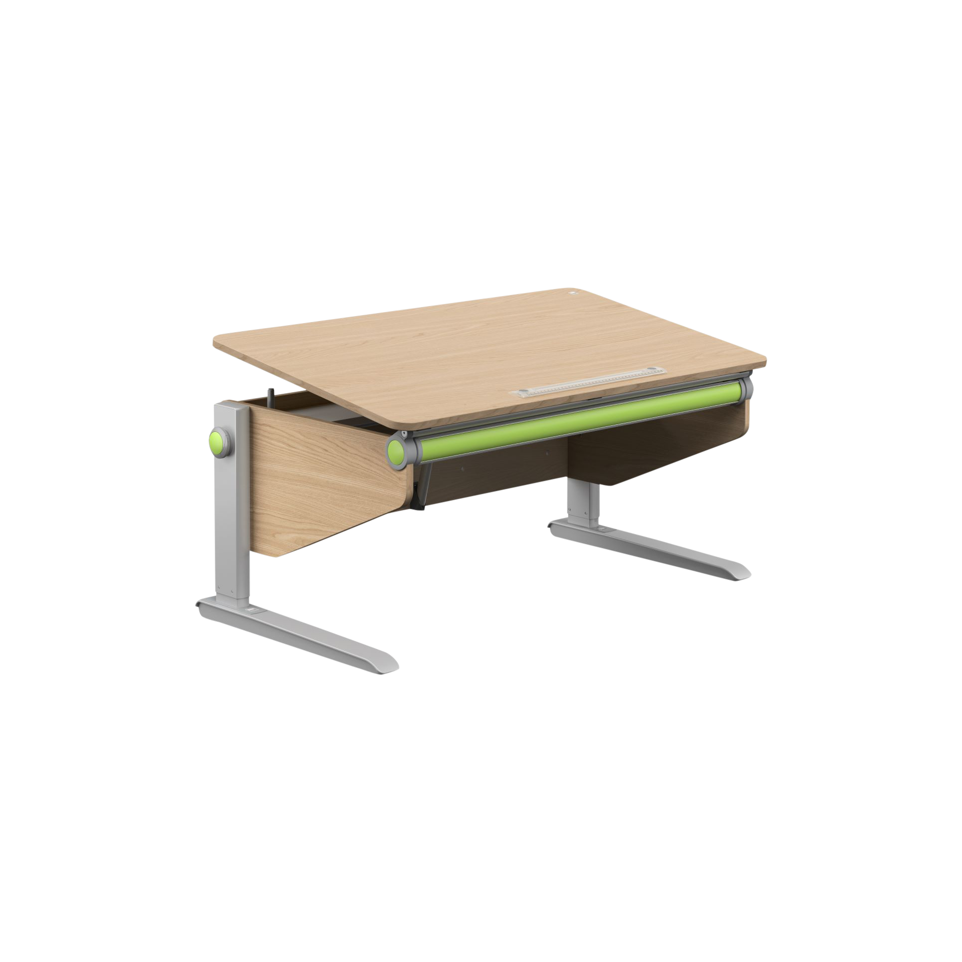 Schreibtisch Winner Absetzung Green Platte Eichefarben Gestell Silver