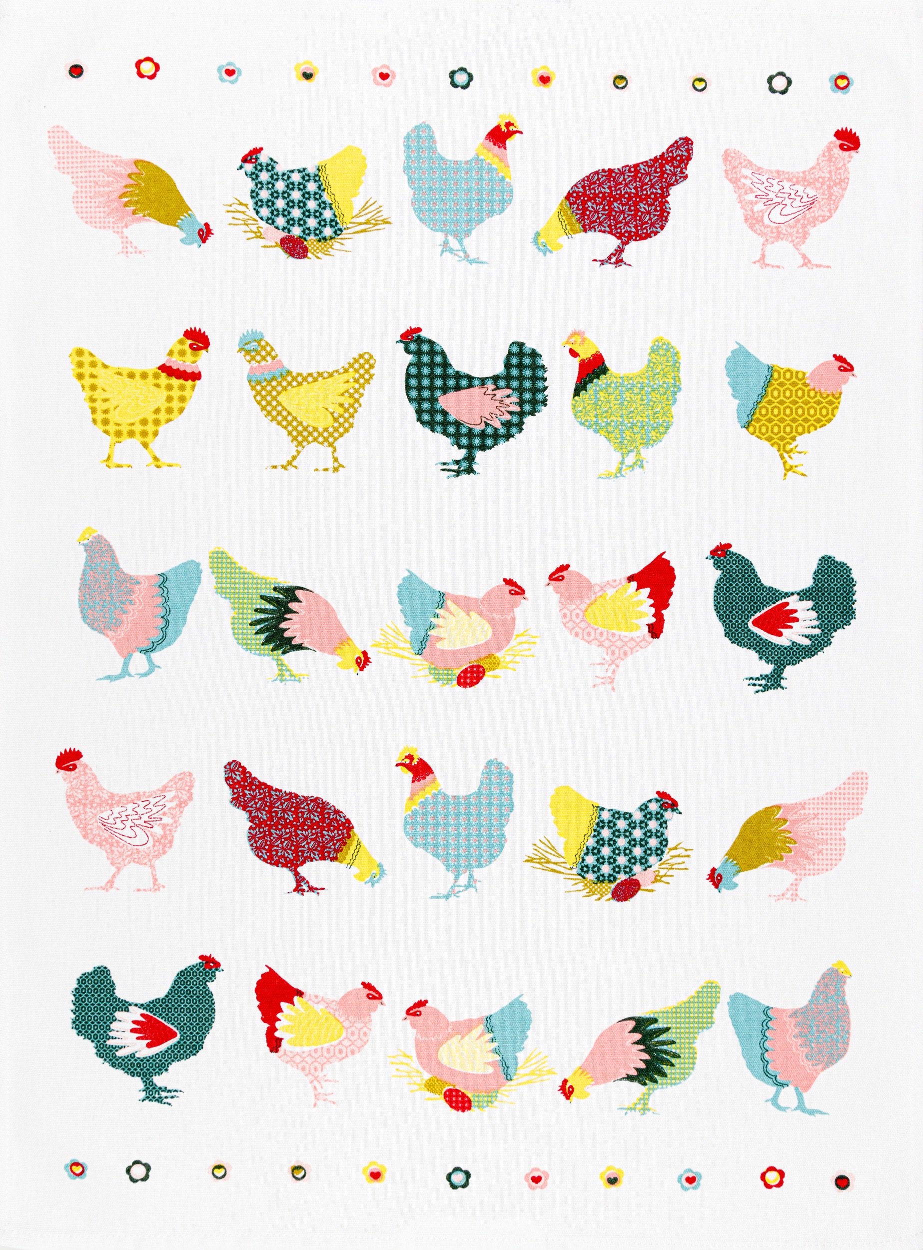 Geschirrhandtuch Hühner mit Herz Mehrfarbig 50x70 Geschirrhandtuch Hühner mit Herz Mehrfarbig 50x70