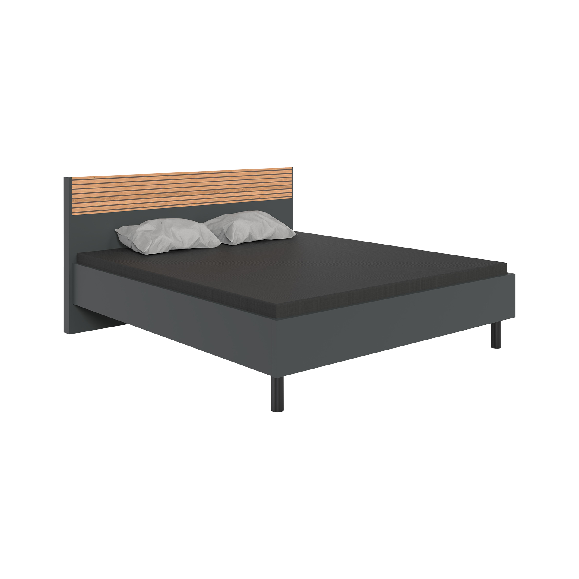 Bett Rom 180x200 cm Grau 210*189*94.3 Bett Rom 180x200 cm Grau 210*189*94.3