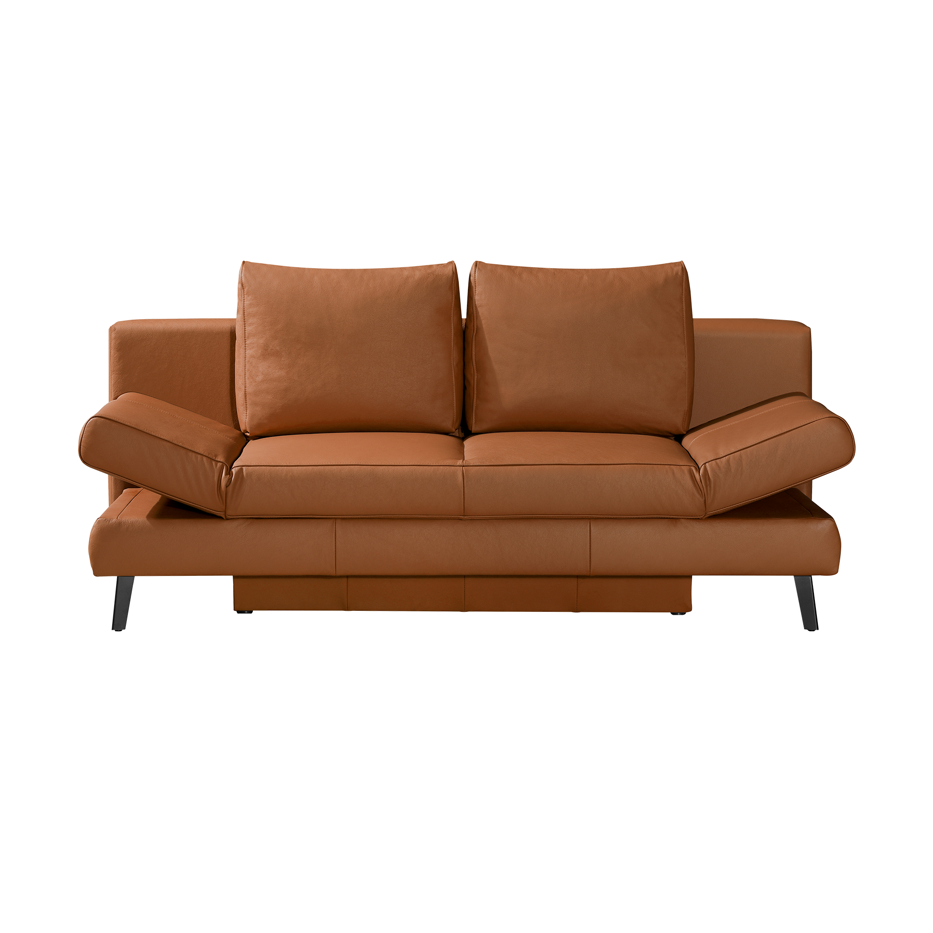 Schlafsofa Leandro Bezug Leder Caramel mit Bettkasten und verstellbaren Armlehnen Schlafsofa Leandro Bezug Leder Caramel mit Bettkasten und verstellbaren Armlehnen