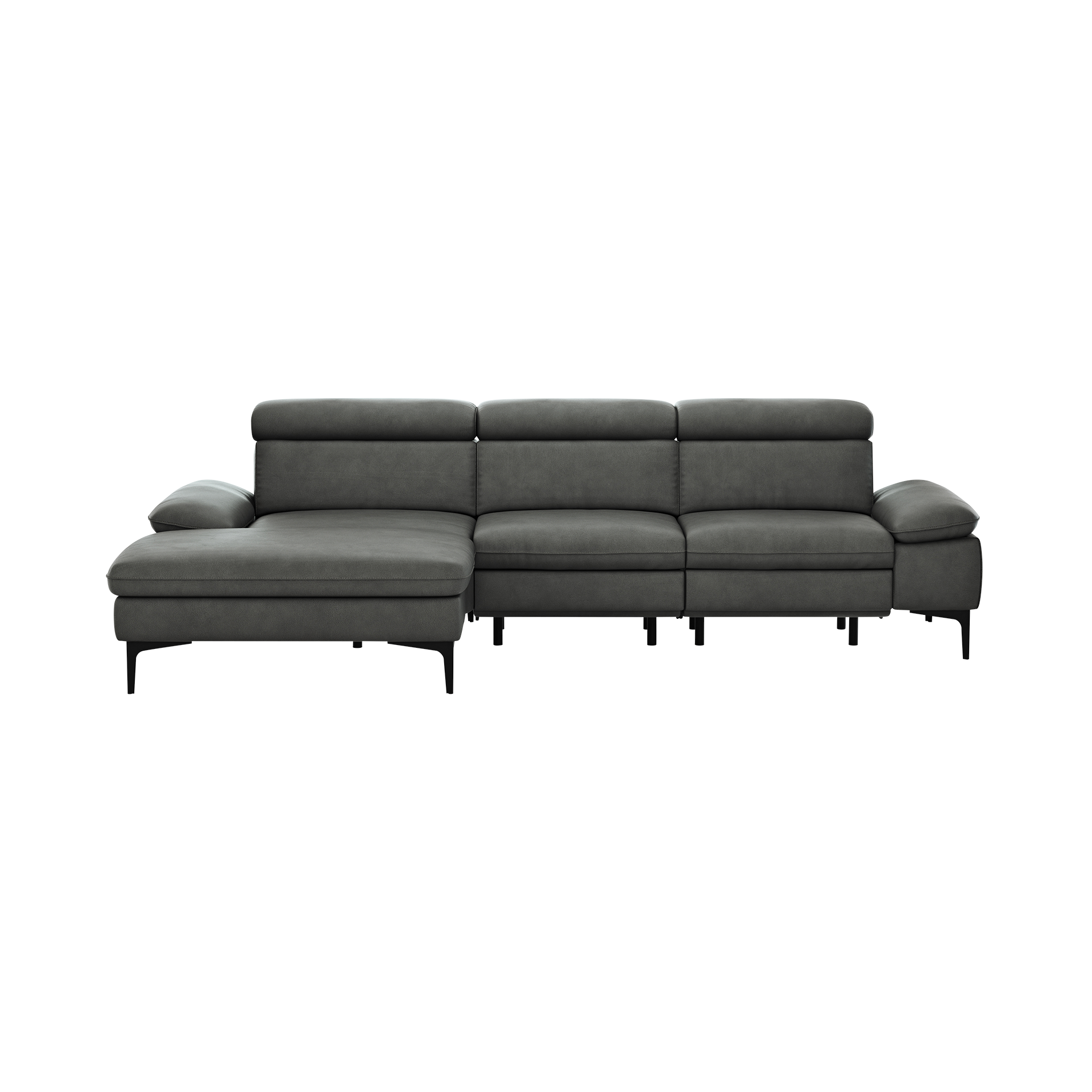 Global wohnen Ecksofa Felipa Leder Retro Grey Rücken echt, Kopfteilverstellung, Relaxfunktion motorisch, Armlehne verstellbar Global wohnen Ecksofa Felipa Leder Retro Grey Rücken echt, Kopfteilverstellung, Relaxfunktion motorisch, Armlehne verstellbar