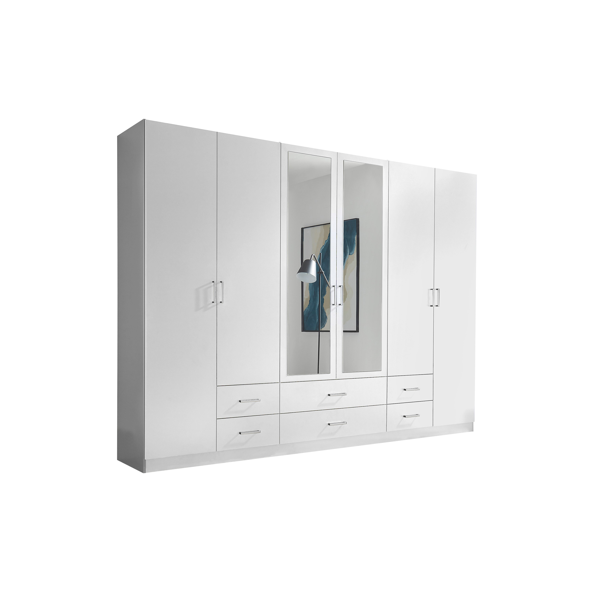 Drehtürenschrank Eva 6-türig Weiß 54*271*210 Drehtürenschrank Eva 6-türig Weiß 54*271*210