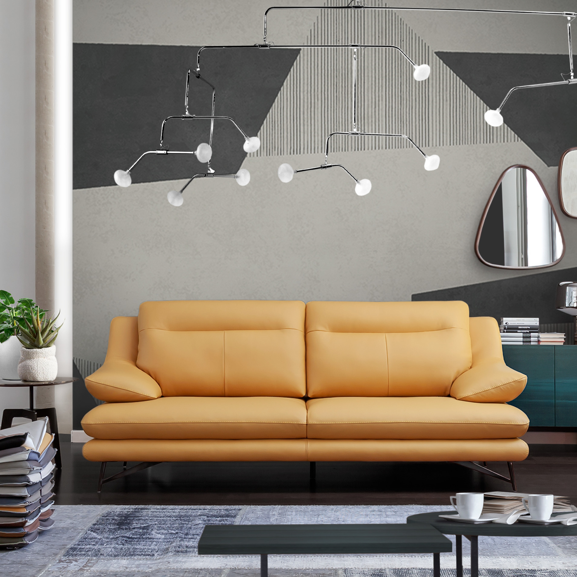 Sofa 3-Sitzer Celine Leder Gelb Sofa 3-Sitzer Celine Leder Gelb