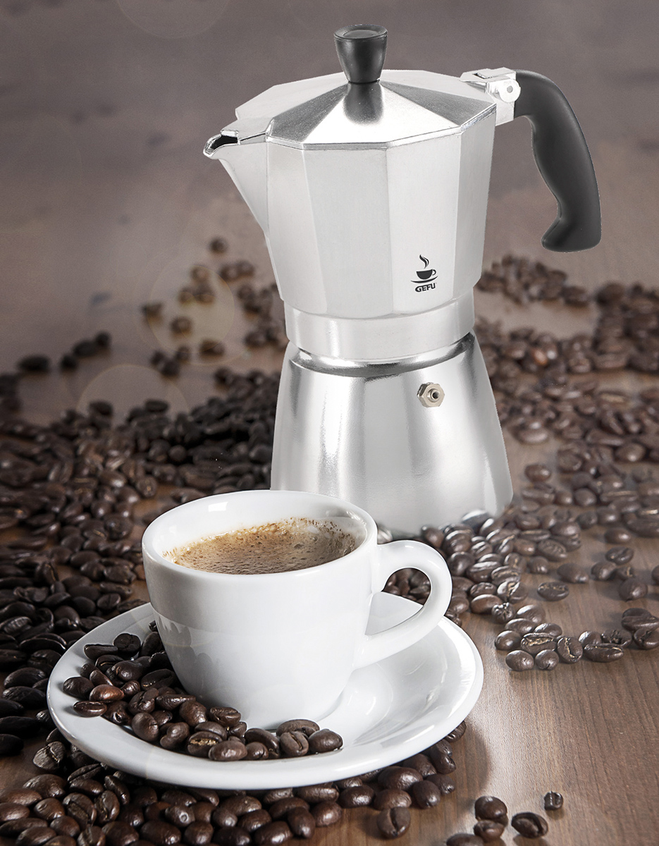 Gefu Espressokocher Lucino Schwarz-Silber Gefu Espressokocher Lucino Schwarz-Silber
