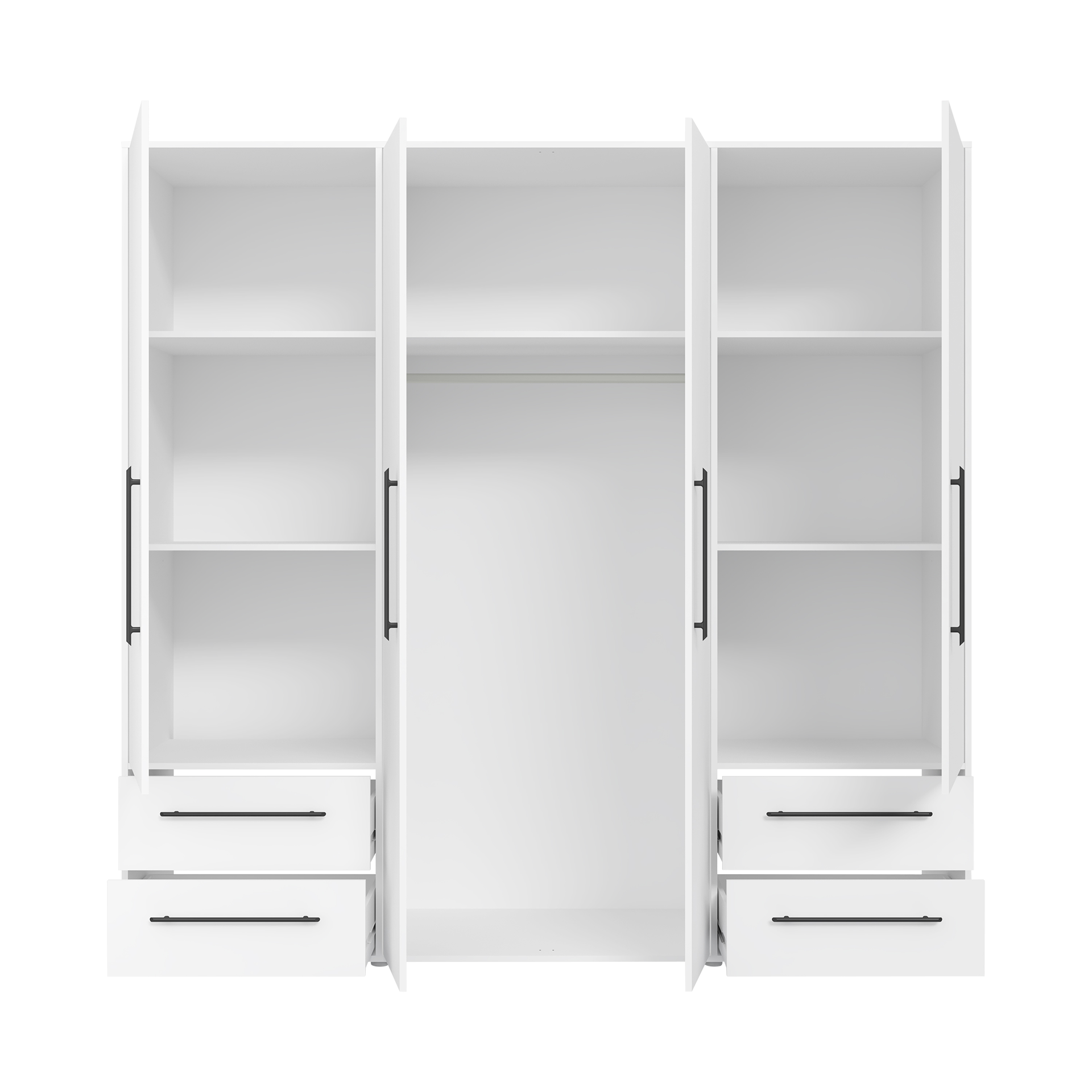 Drehtürenschrank Moldau 4-türig Weiß 58.8*205.9*200.1 Drehtürenschrank Moldau 4-türig Weiß 58.8*205.9*200.1