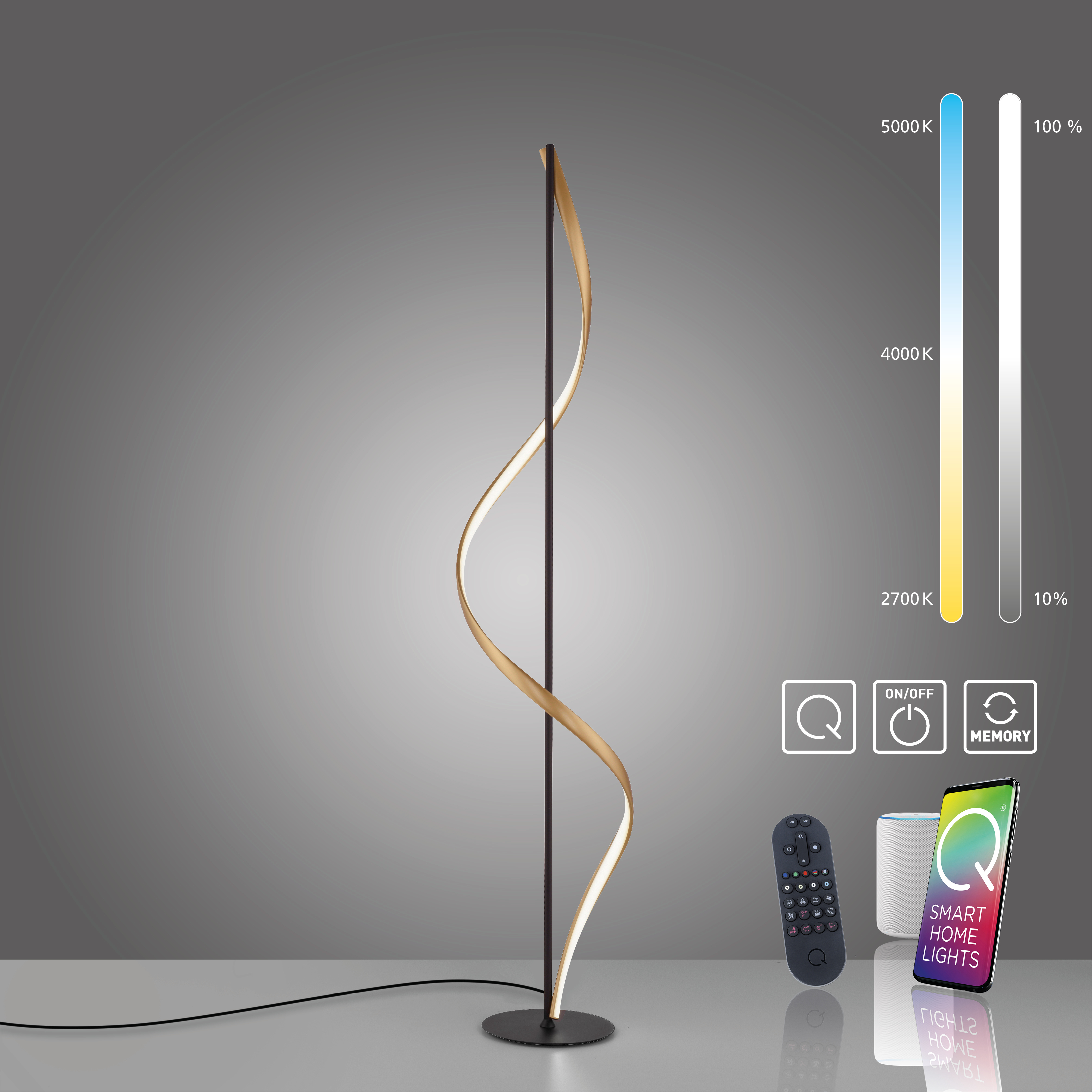 Stehleuchte Q-SWING Silber Anthrazit goldfarben Stehleuchte Q-SWING Silber Anthrazit goldfarben