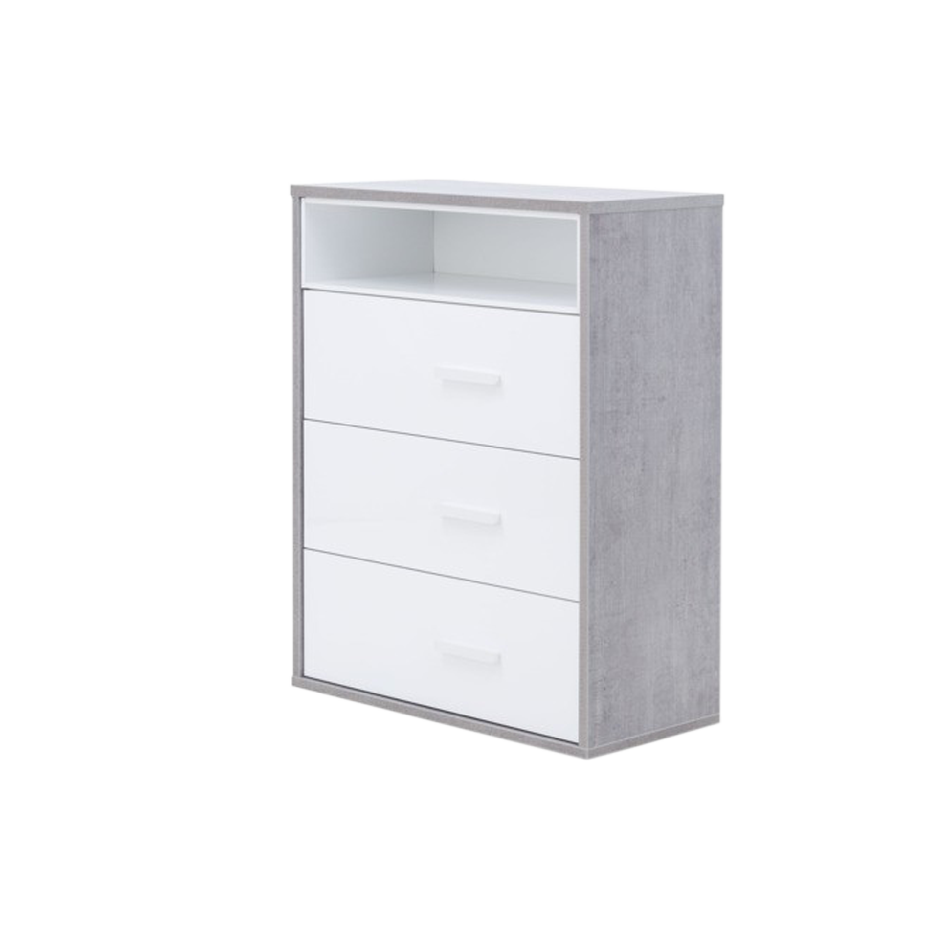 Kommode Milano Front Weiß Korpus Beton Optik Kommode Milano Front Weiß Korpus Beton Optik