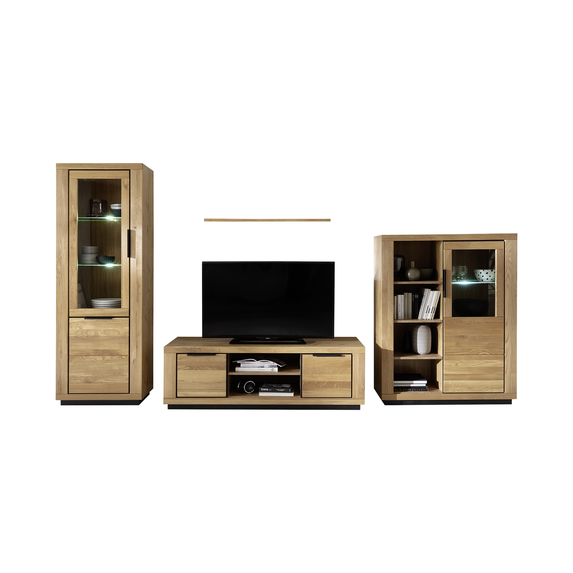 Novofurn Wohnwand Grant Eichefarben Novofurn Wohnwand Grant Eichefarben