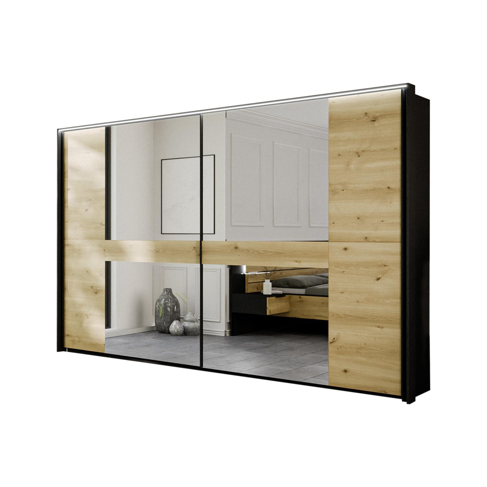 Inovationi Schwebetürenschrank Verona 2-türig Schwarz 68*301*223