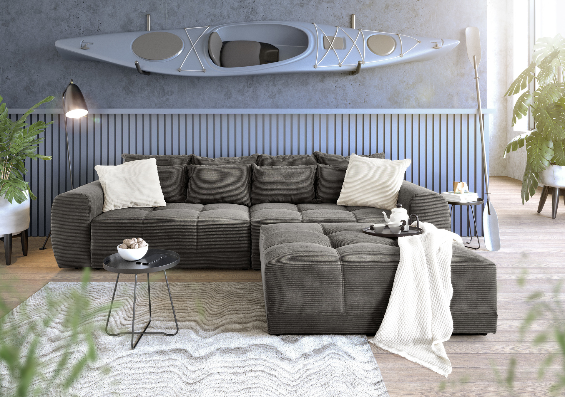 Bigsofa Janni Bezug Cord Grau Bigsofa Janni Bezug Cord Grau