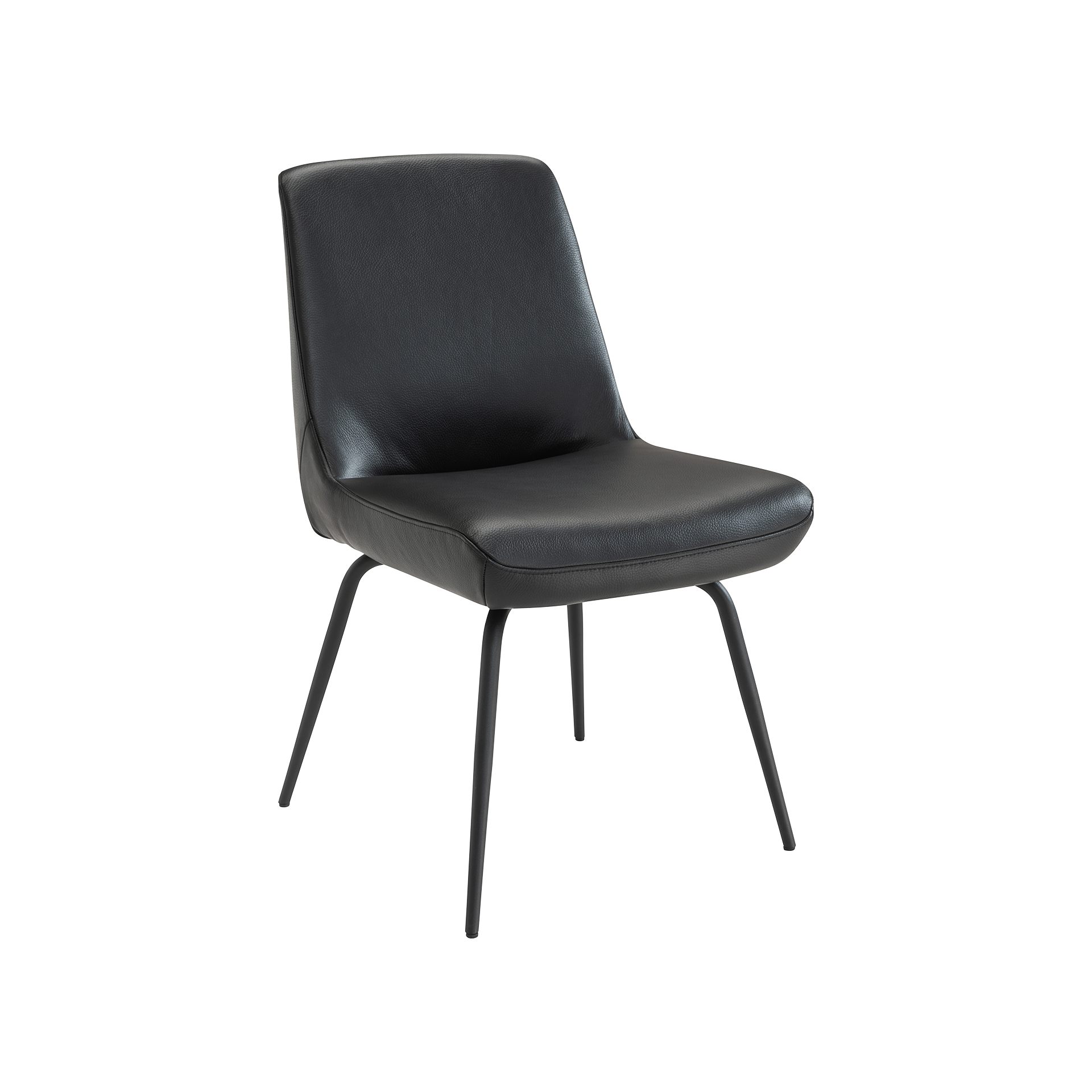 Flexmaster Stuhl Dining Bezug Leder Soleda Schwarz Gestell Schwarz