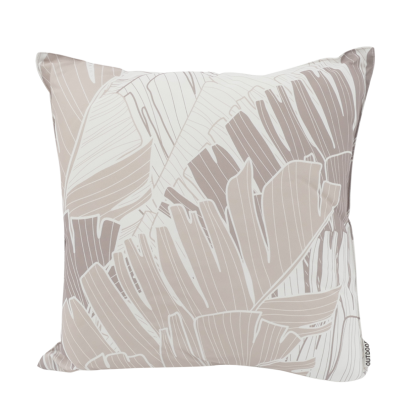 Outdoor-Kissen Blatt Beige, Weiß 45x45cm