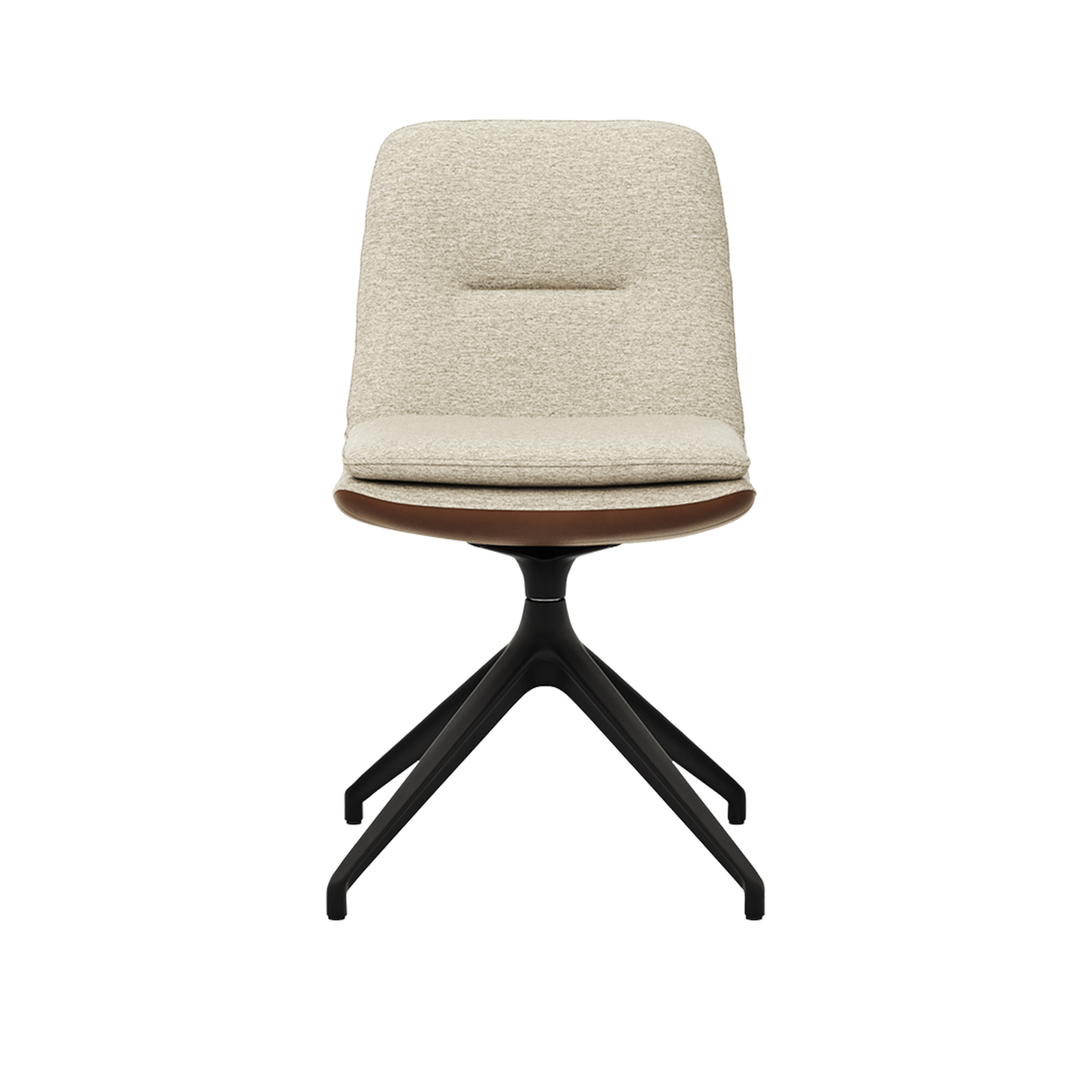 Global wohnen Stuhl Macano Rückseite Leder Rio cognac Innenseite Stoff Tarim beige Gestell Anthrazit