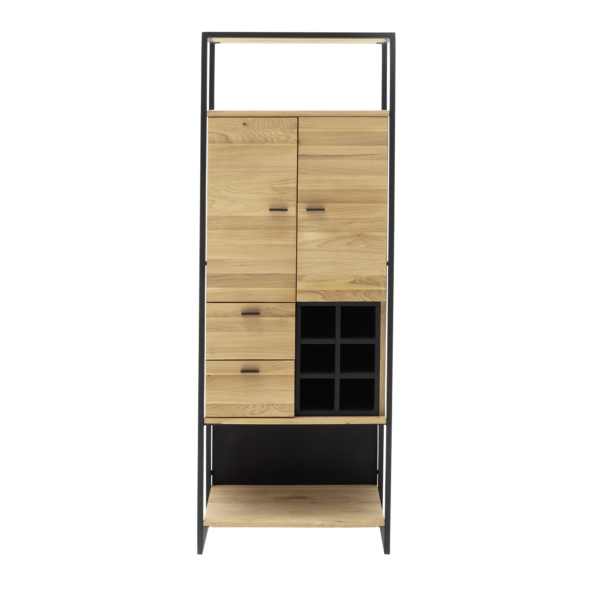Highboard Kai Wildeiche massiv geölt Gestell Metall Schwarz Highboard Kai Wildeiche massiv geölt Gestell Metall Schwarz